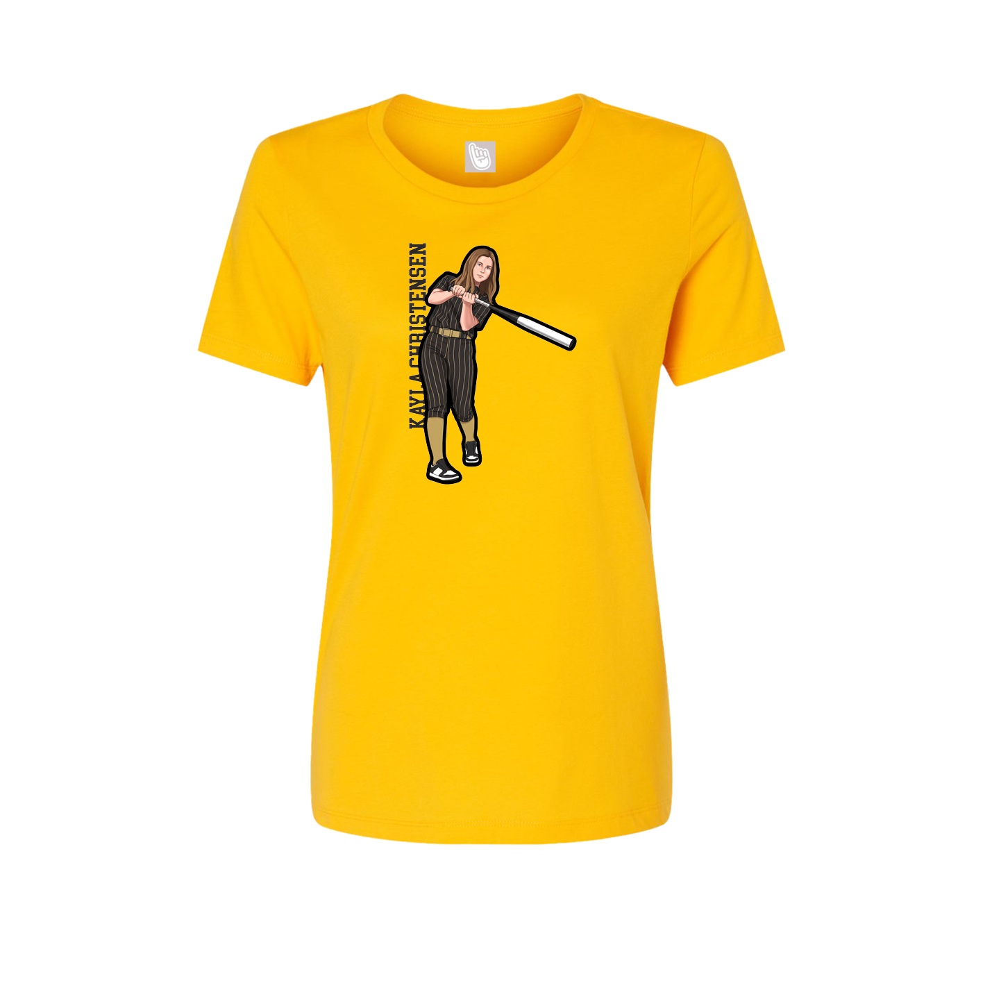 Fitted Women's Tee — Name Vertical in Gold