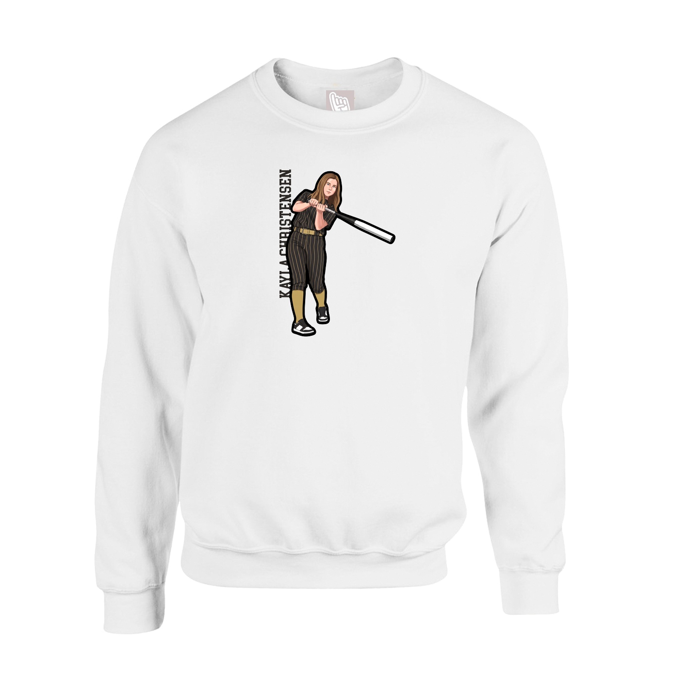 Fleece Crew — Name Vertical in White