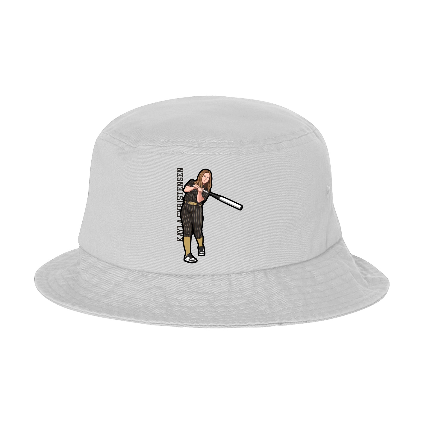 Bucket Cap — Name Vertical in White
