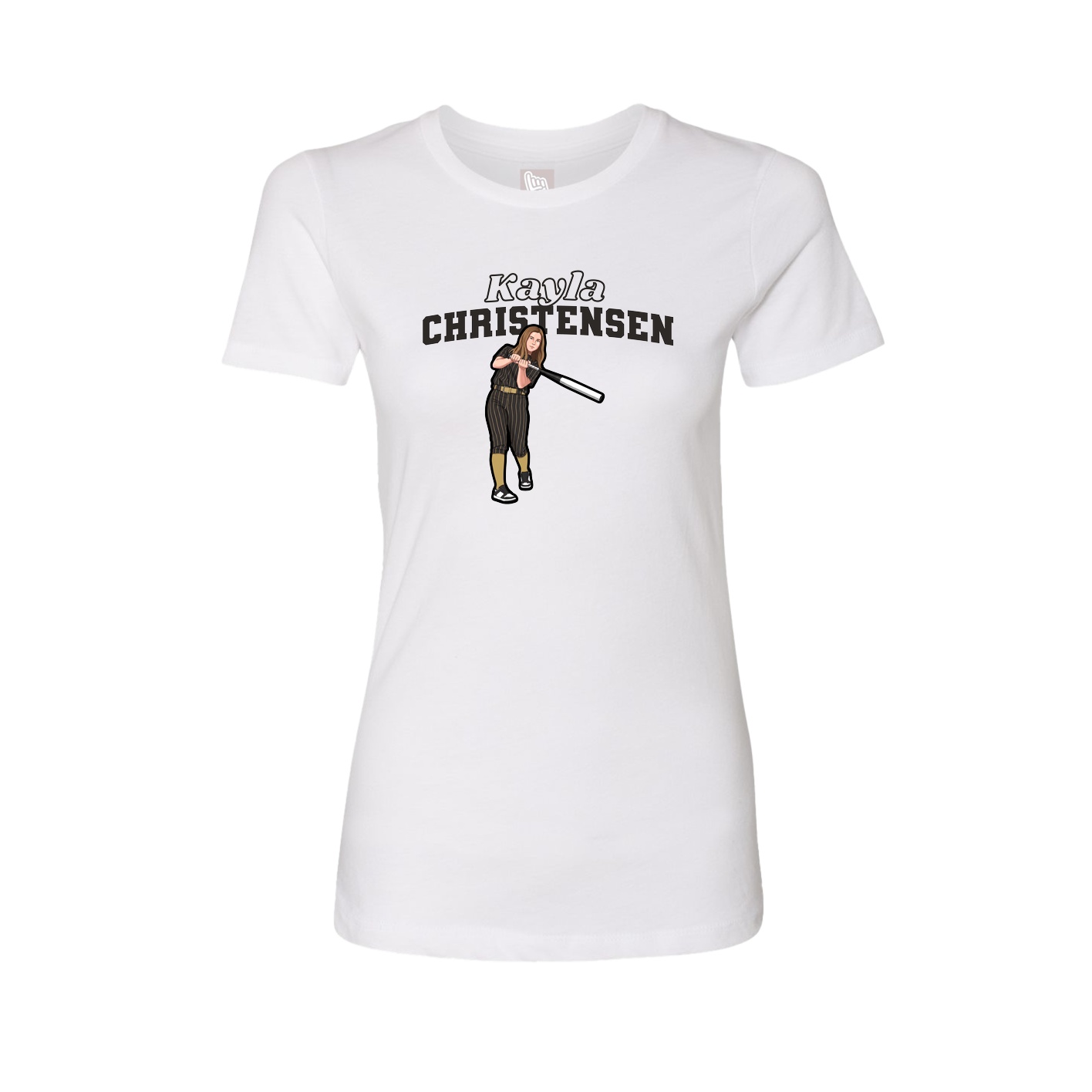 Fitted Women's Tee — Name Arch in White
