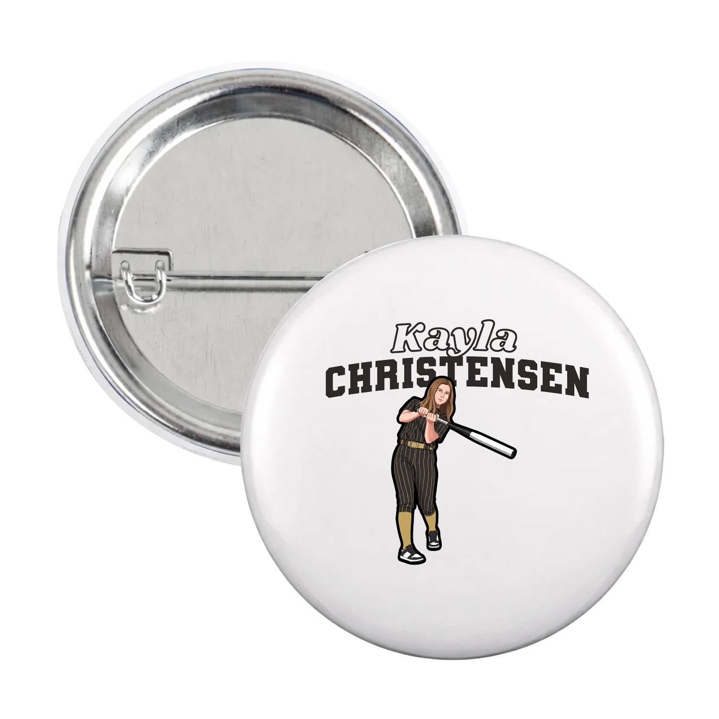 Game Day Button — Name Arch in White
