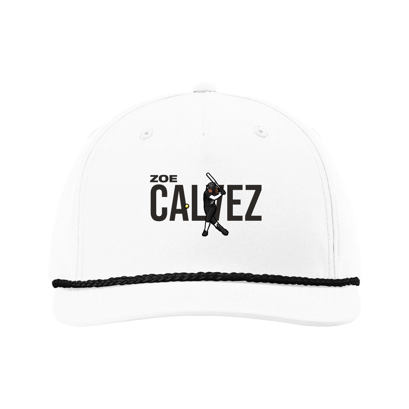 Five-Panel Classic Rope Cap — Player Name in White
