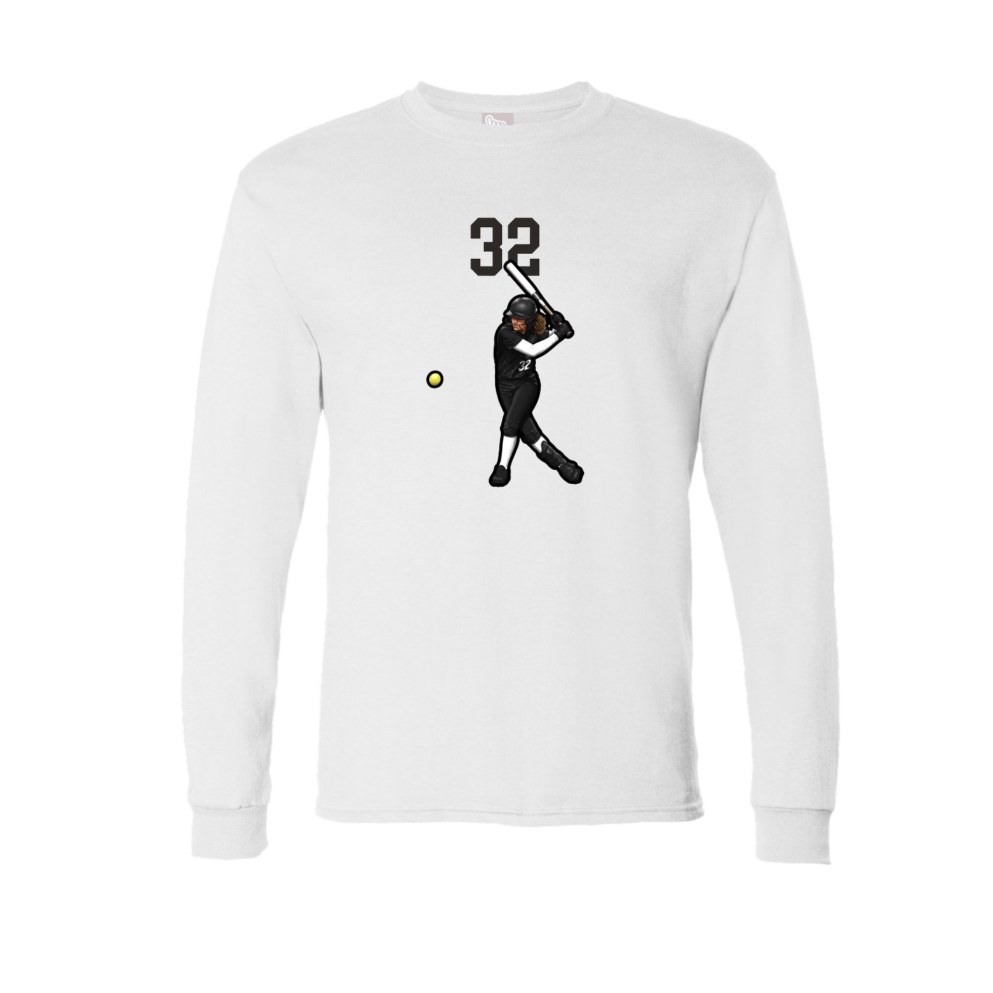 Long Sleeve Tee — Number Top in White