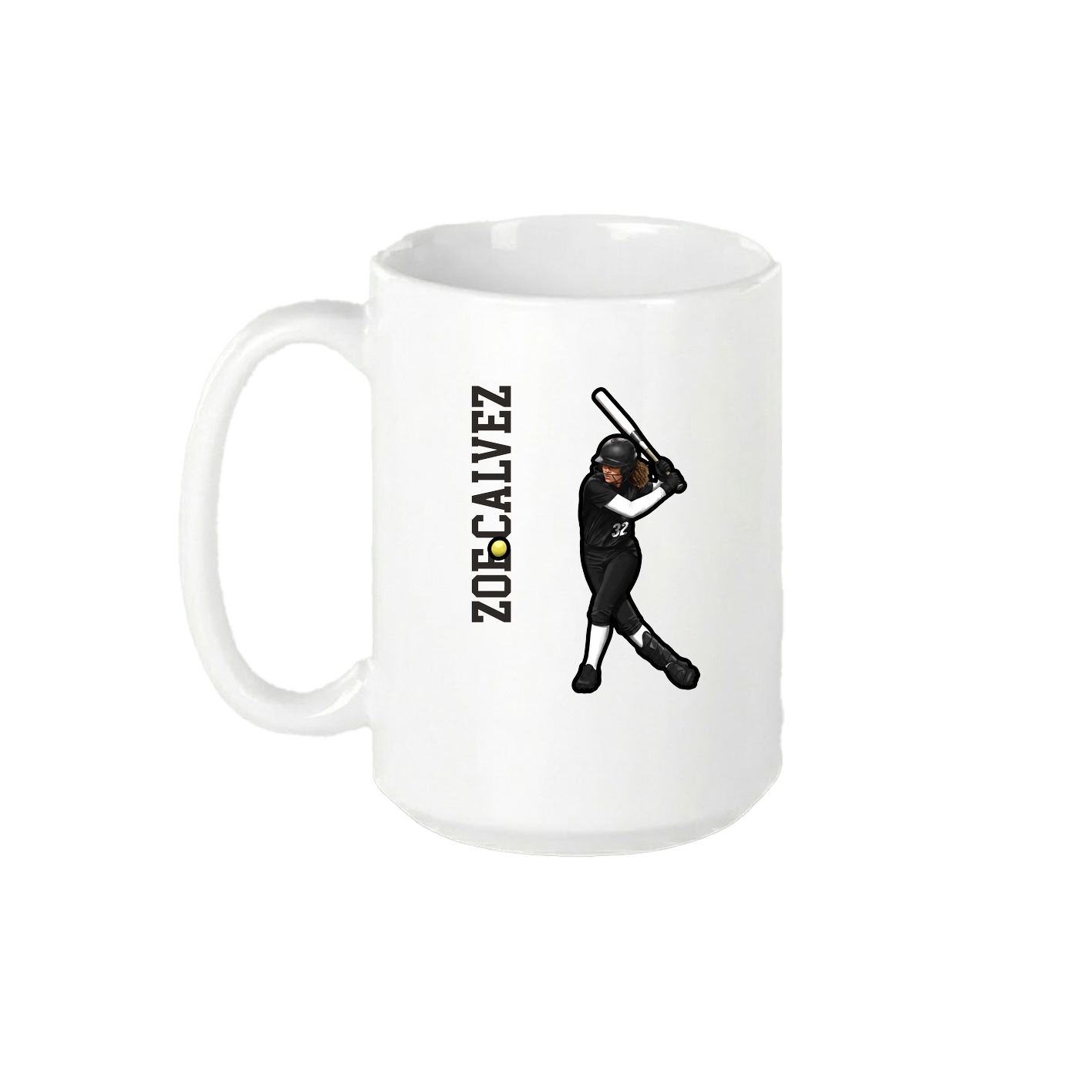 15oz Coffee Mug — Name Vertical in White
