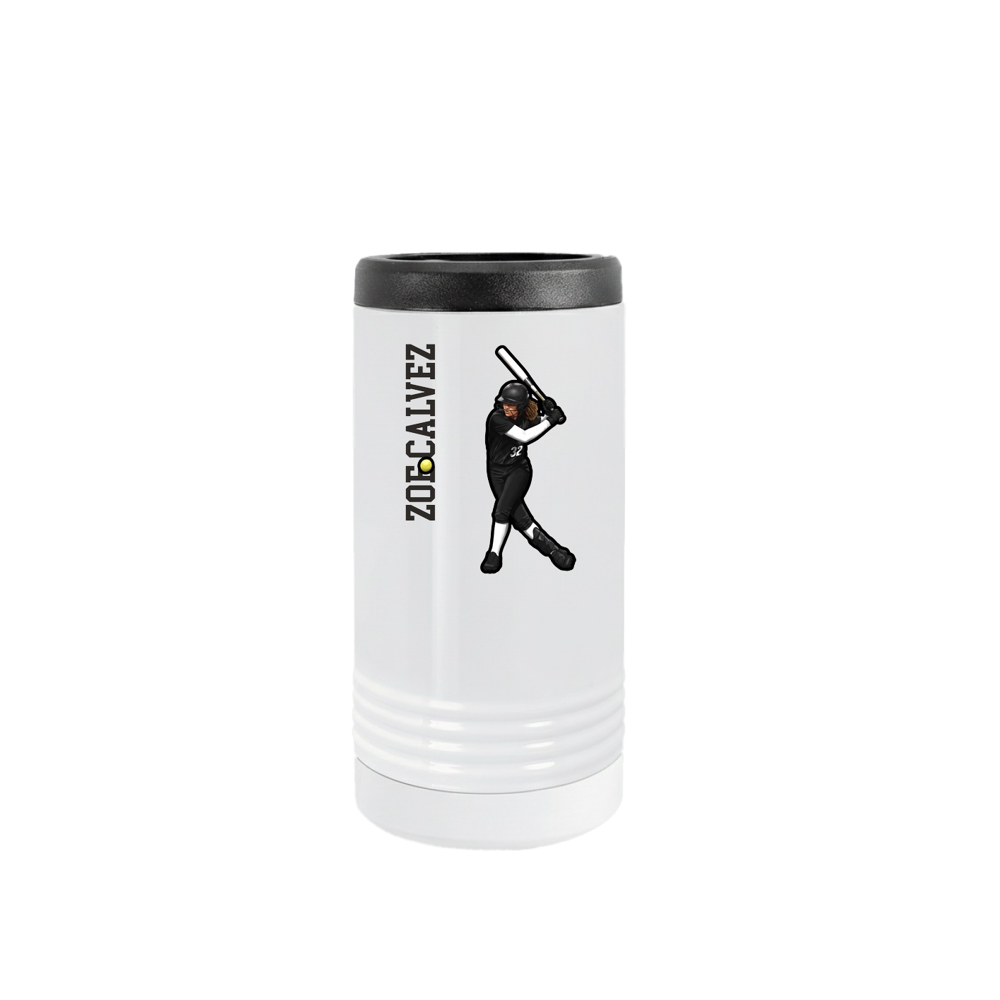 Slim Beverage Holder — Name Vertical in White