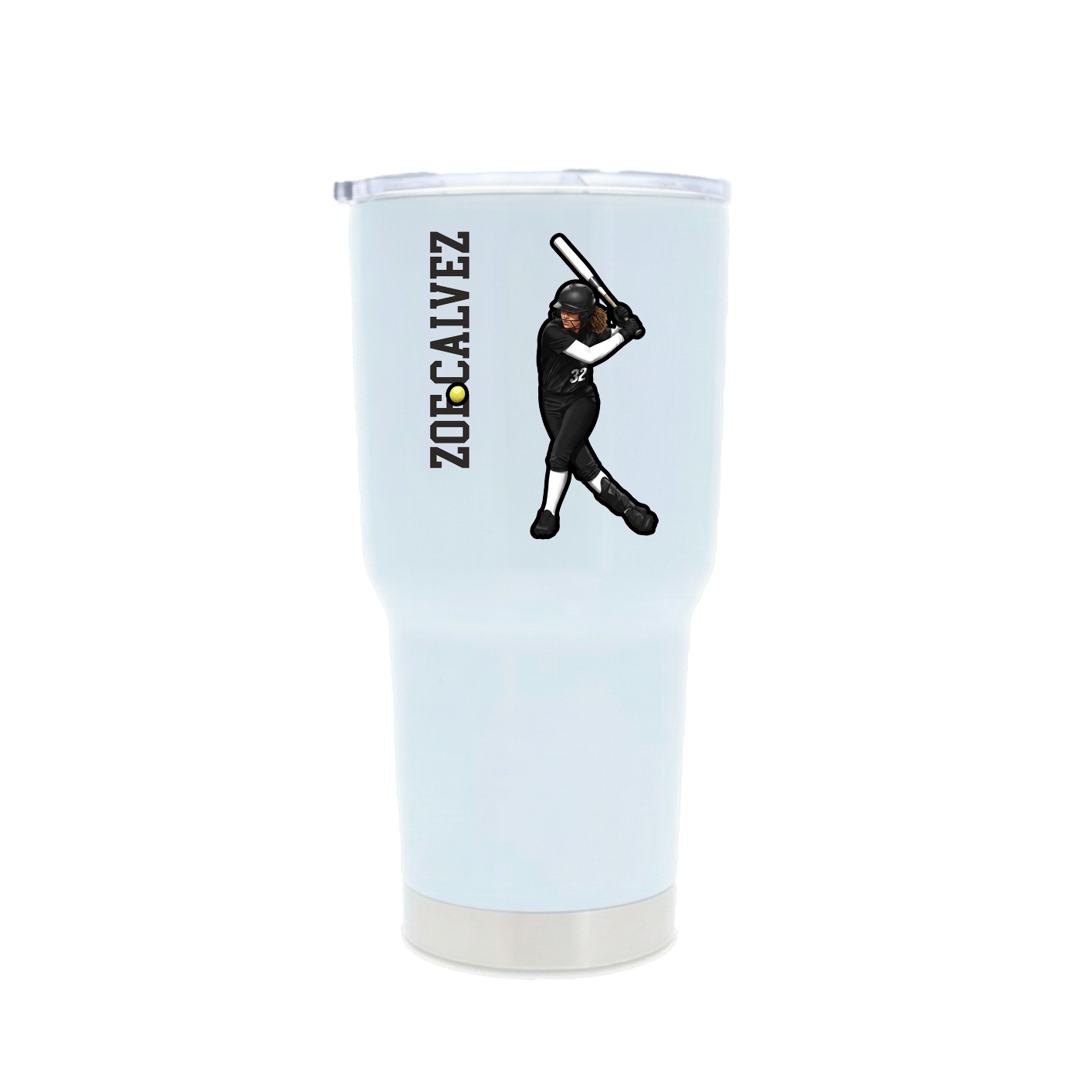 30oz Stainless Steel Tumbler — Name Vertical in White