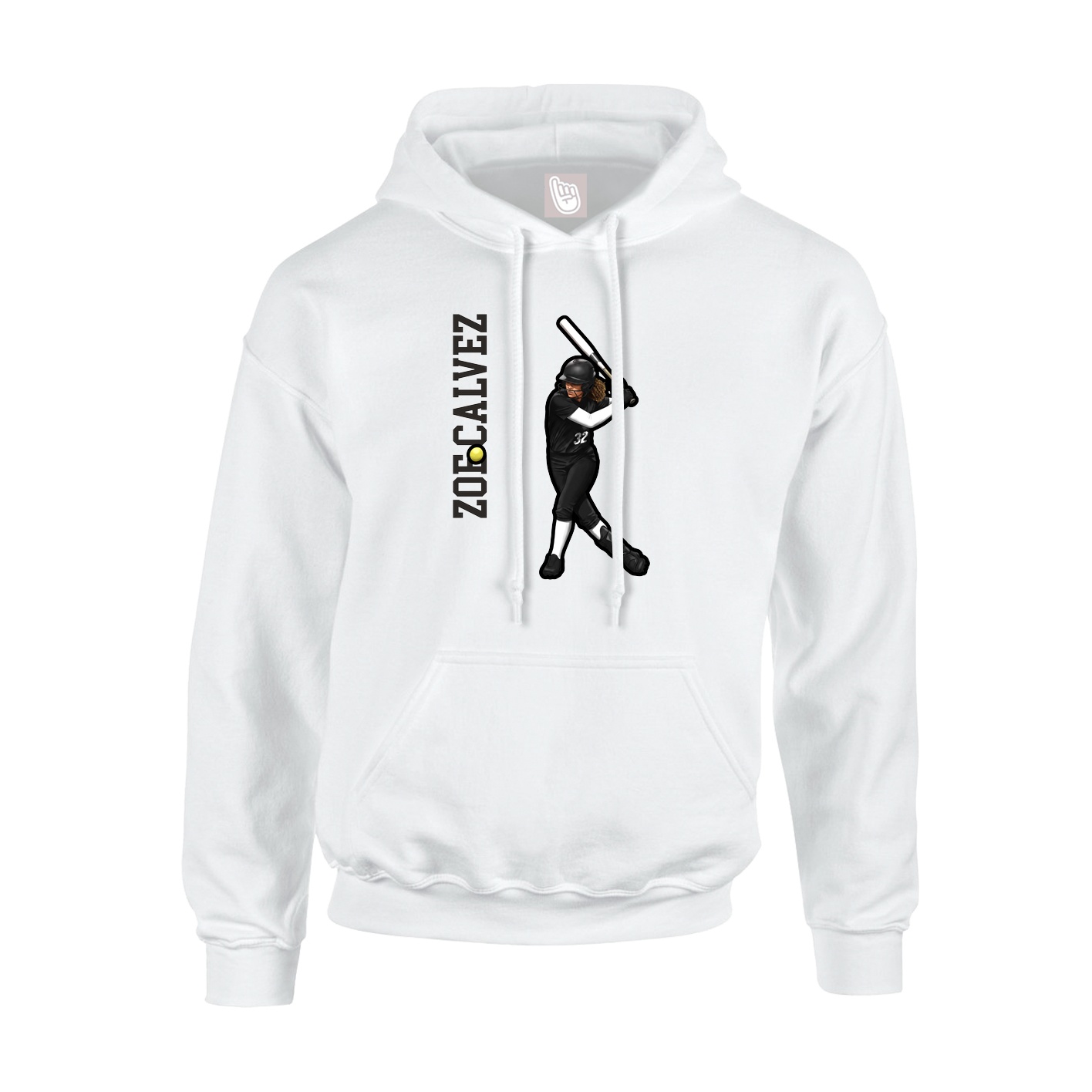 Hoodie — Name Vertical in White