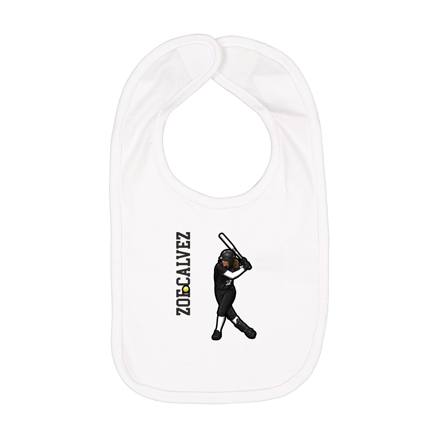 Infant Bib — Name Vertical in White