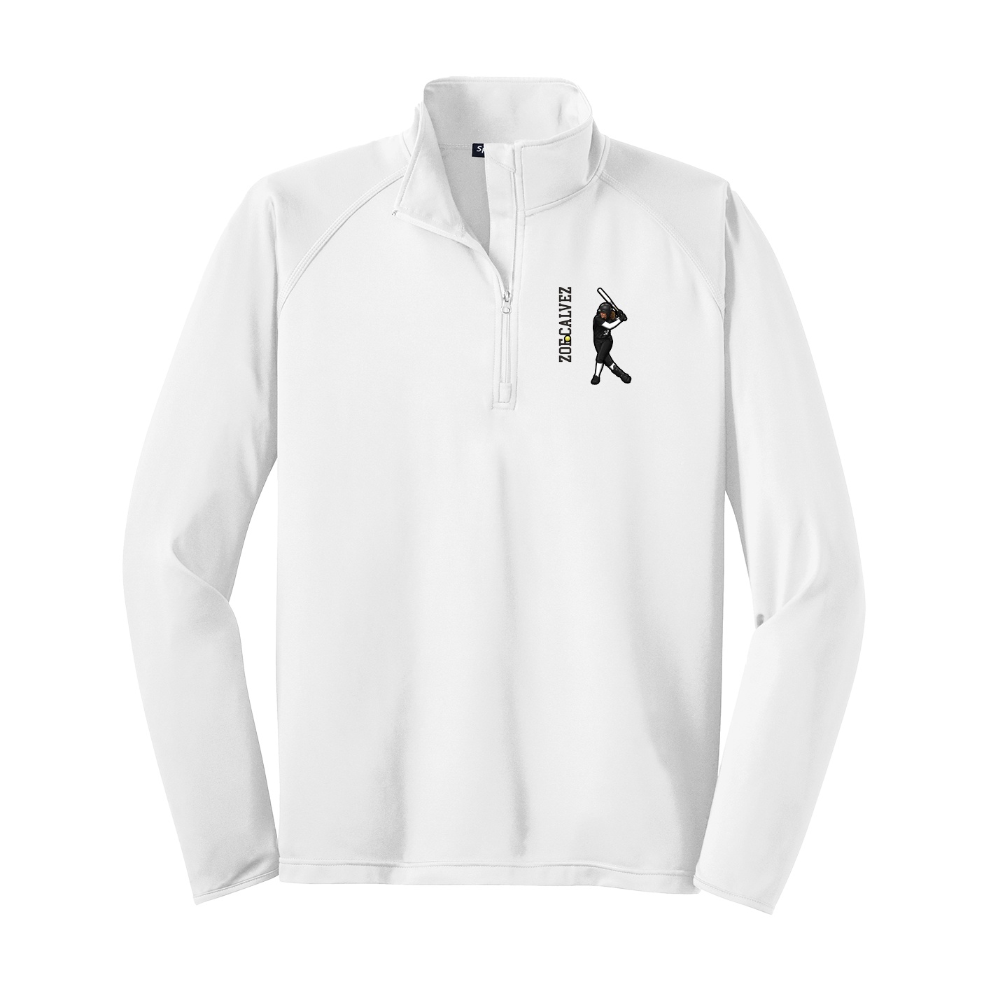 Q-Zip Pullover — Name Vertical in White