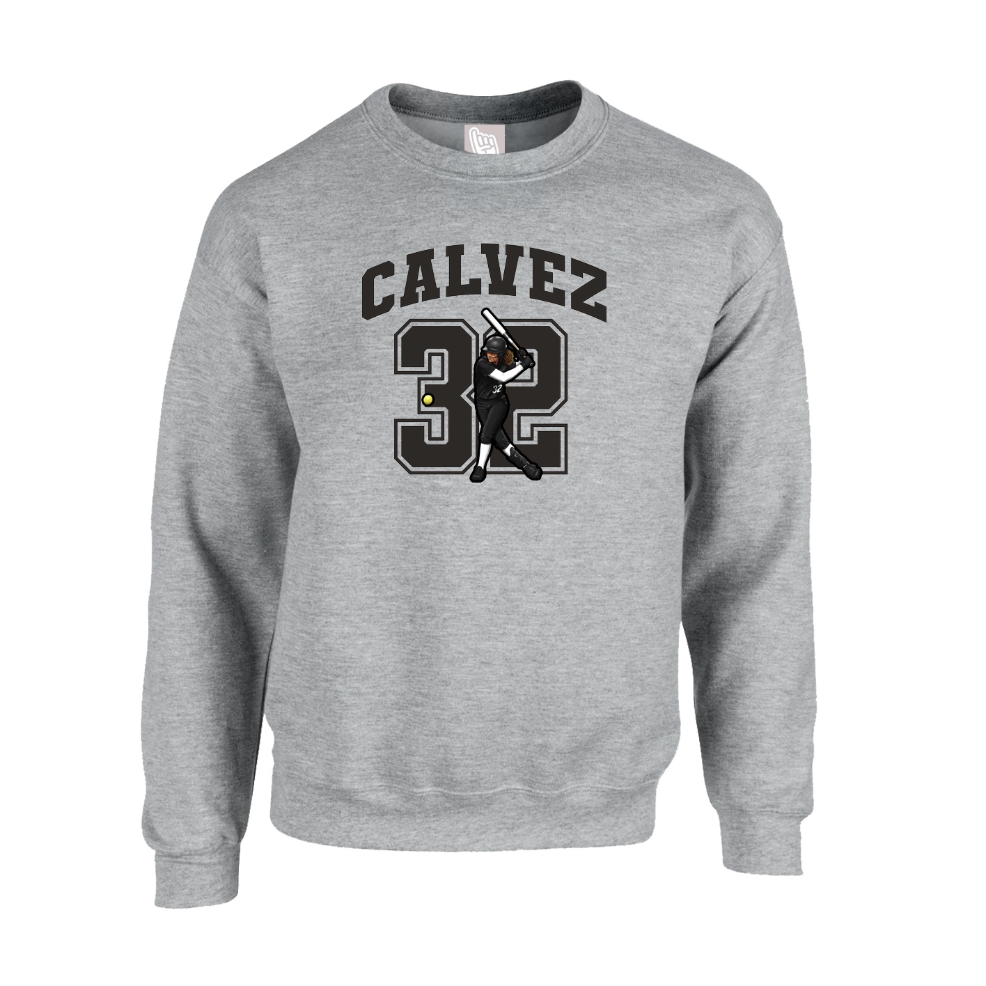 Fleece Crew — Number in Grey