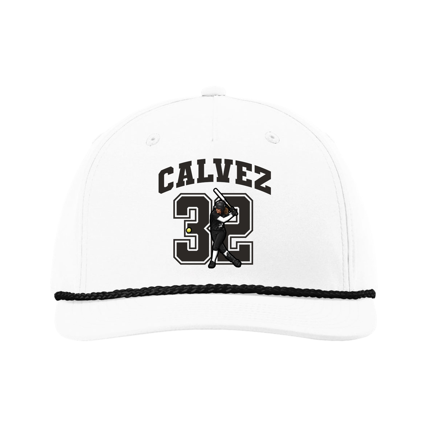 Five-Panel Classic Rope Cap — Number in White