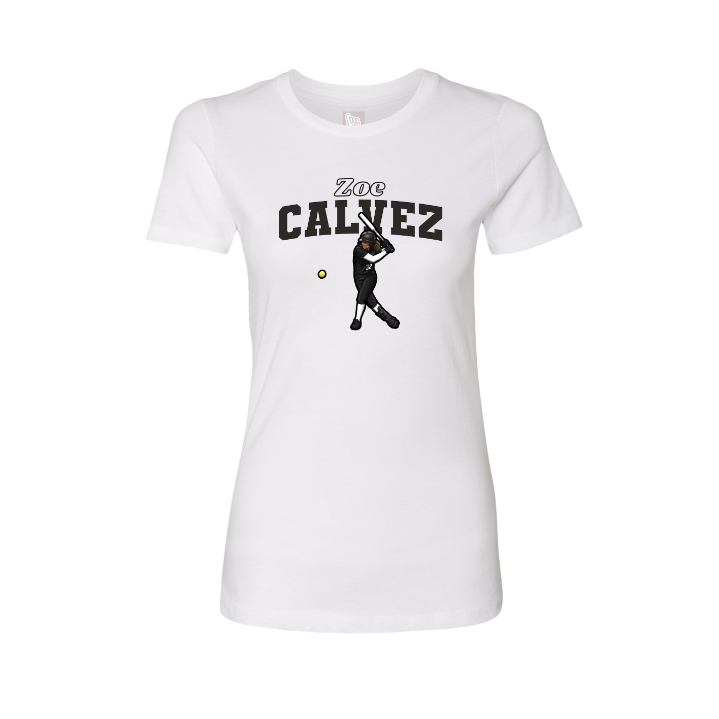 Fitted Women's Tee — Name Arch in White