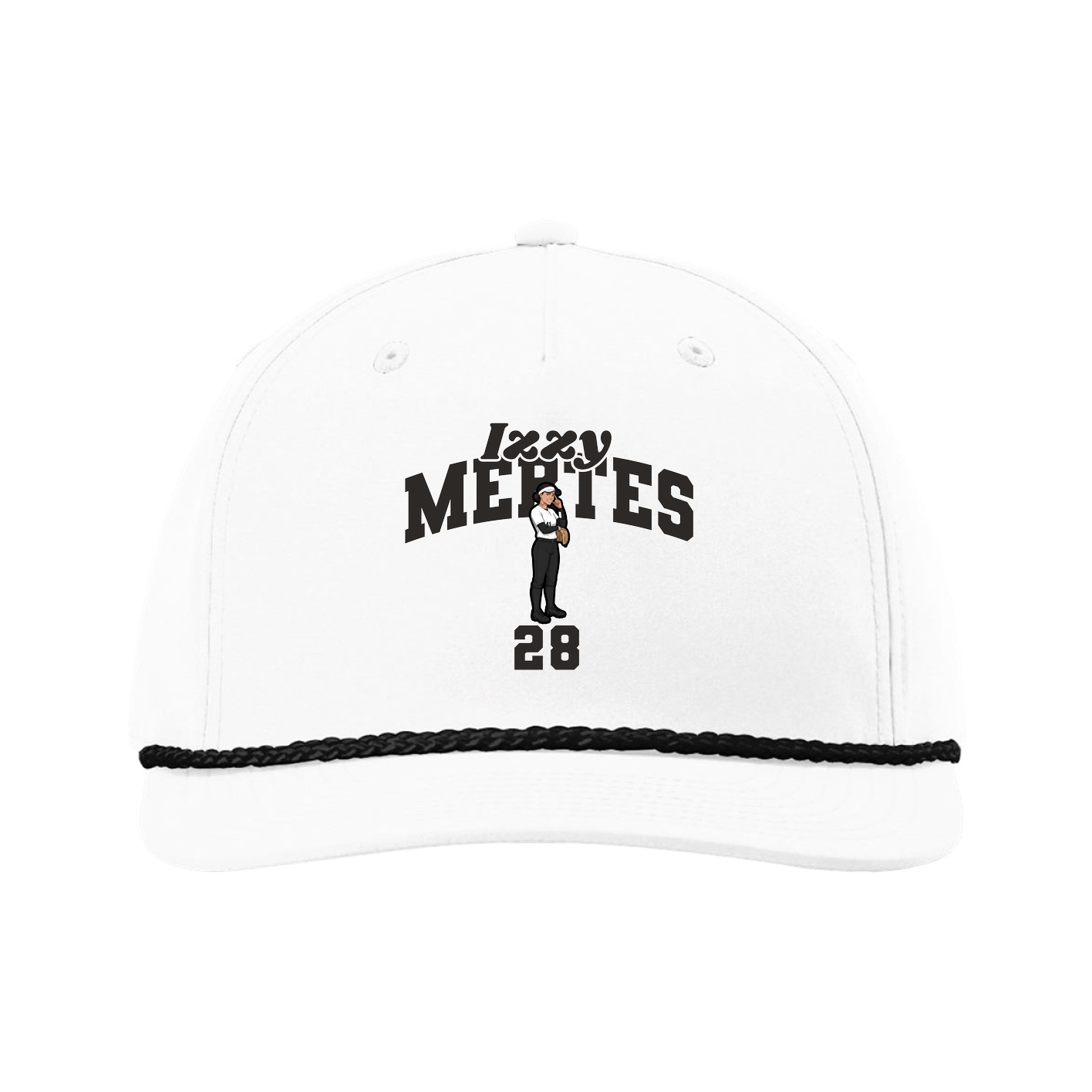 Five-Panel Classic Rope Cap — Signature Arch in White