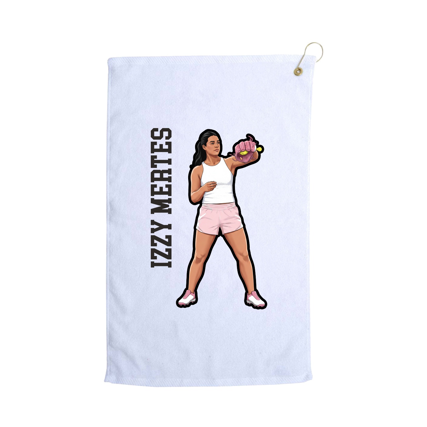 Golf Towel — Name Vertical in White