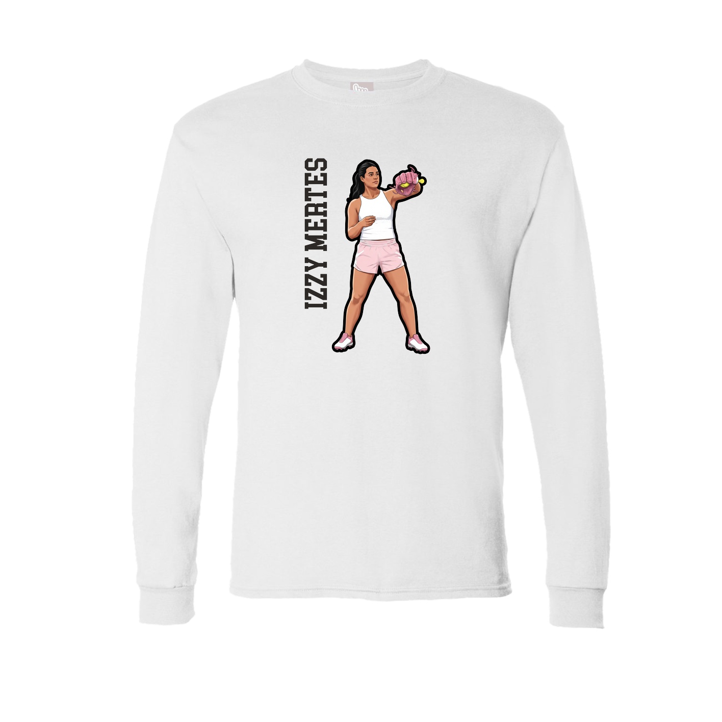 Long Sleeve Tee — Name Vertical in White