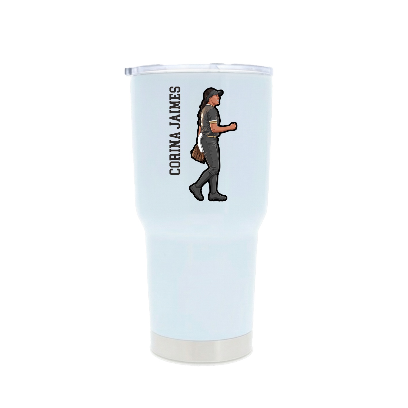 30oz Stainless Steel Tumbler — Name Vertical in White