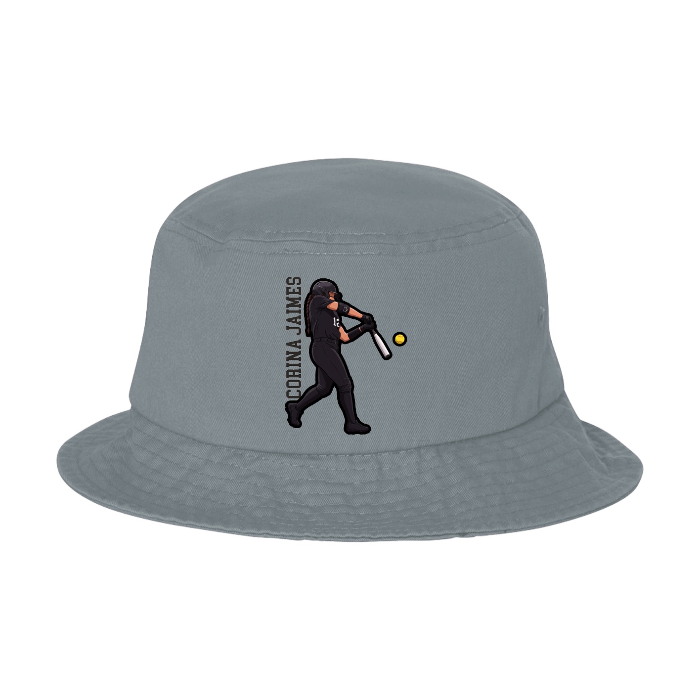 Bucket Cap — Name Vertical in Grey