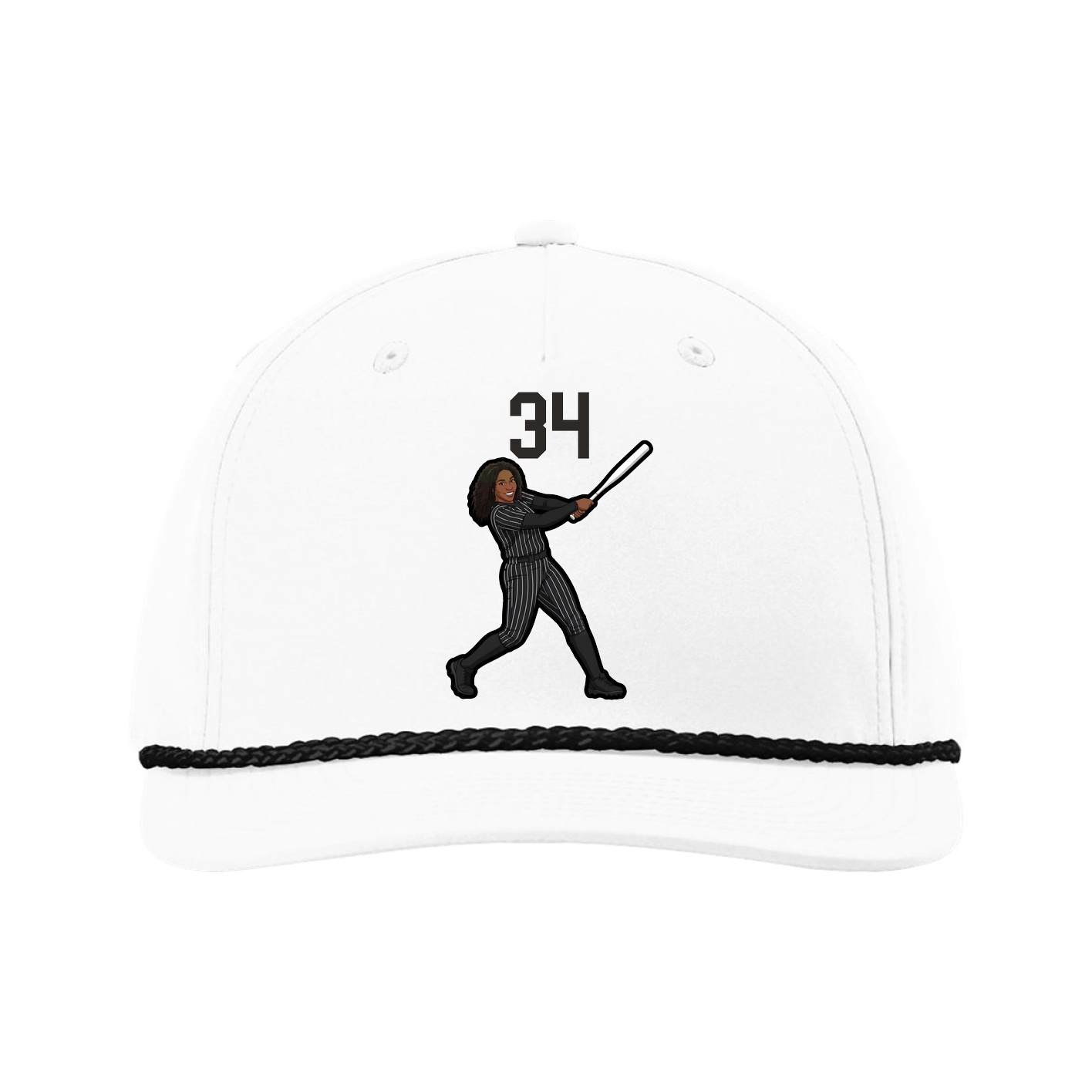 Five-Panel Classic Rope Cap — Number Top in White