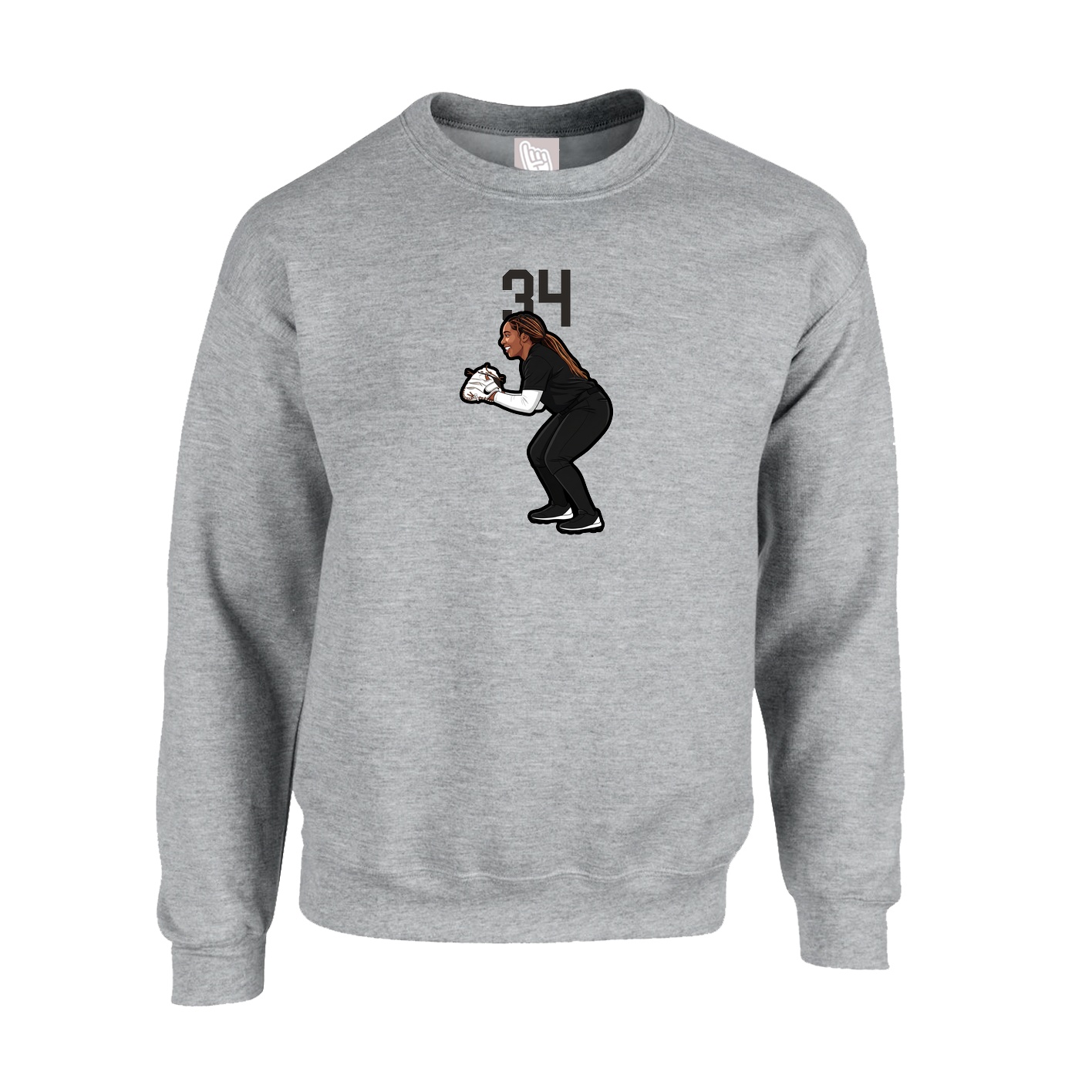 Fleece Crew — Number Top in Grey