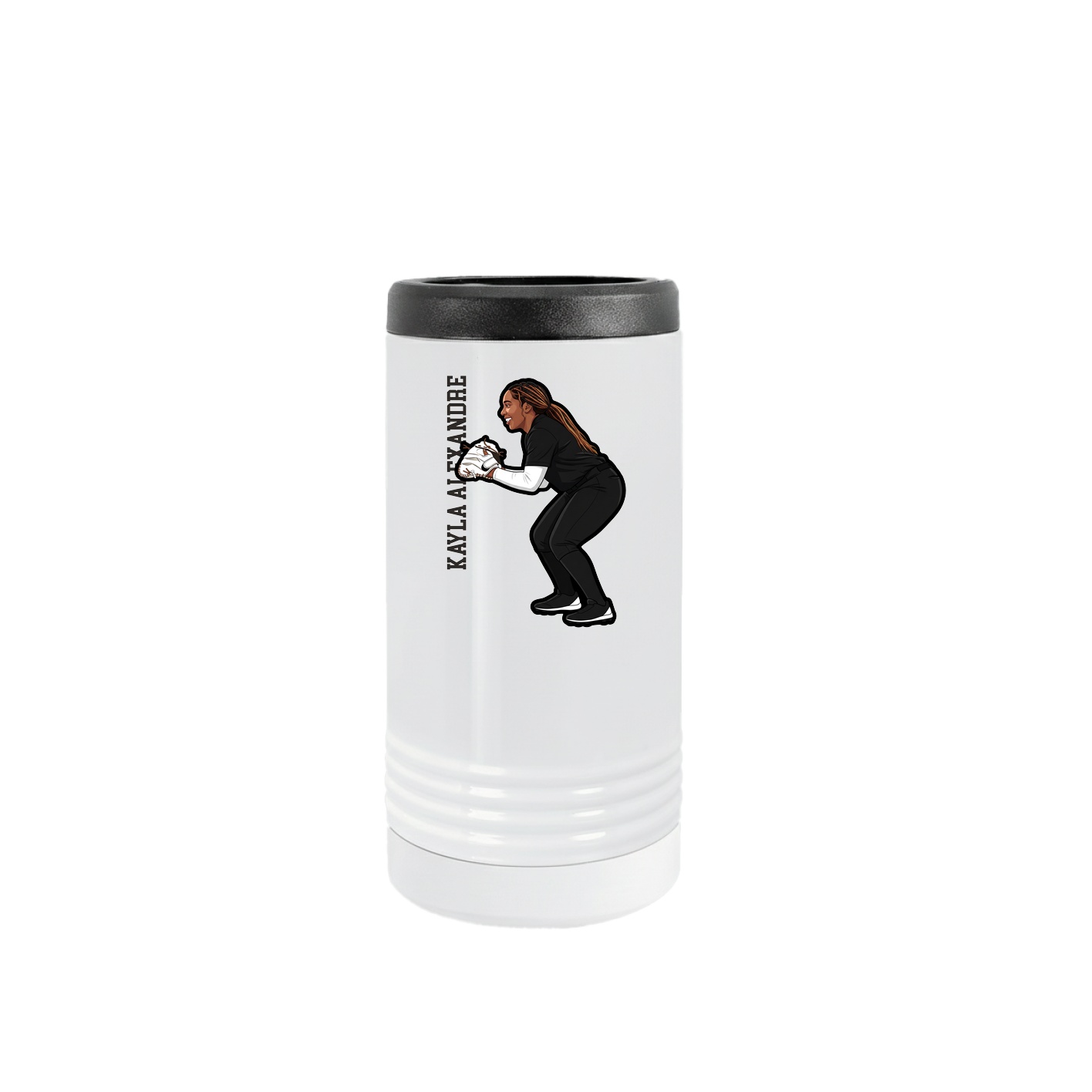 Slim Beverage Holder — Name Vertical in White