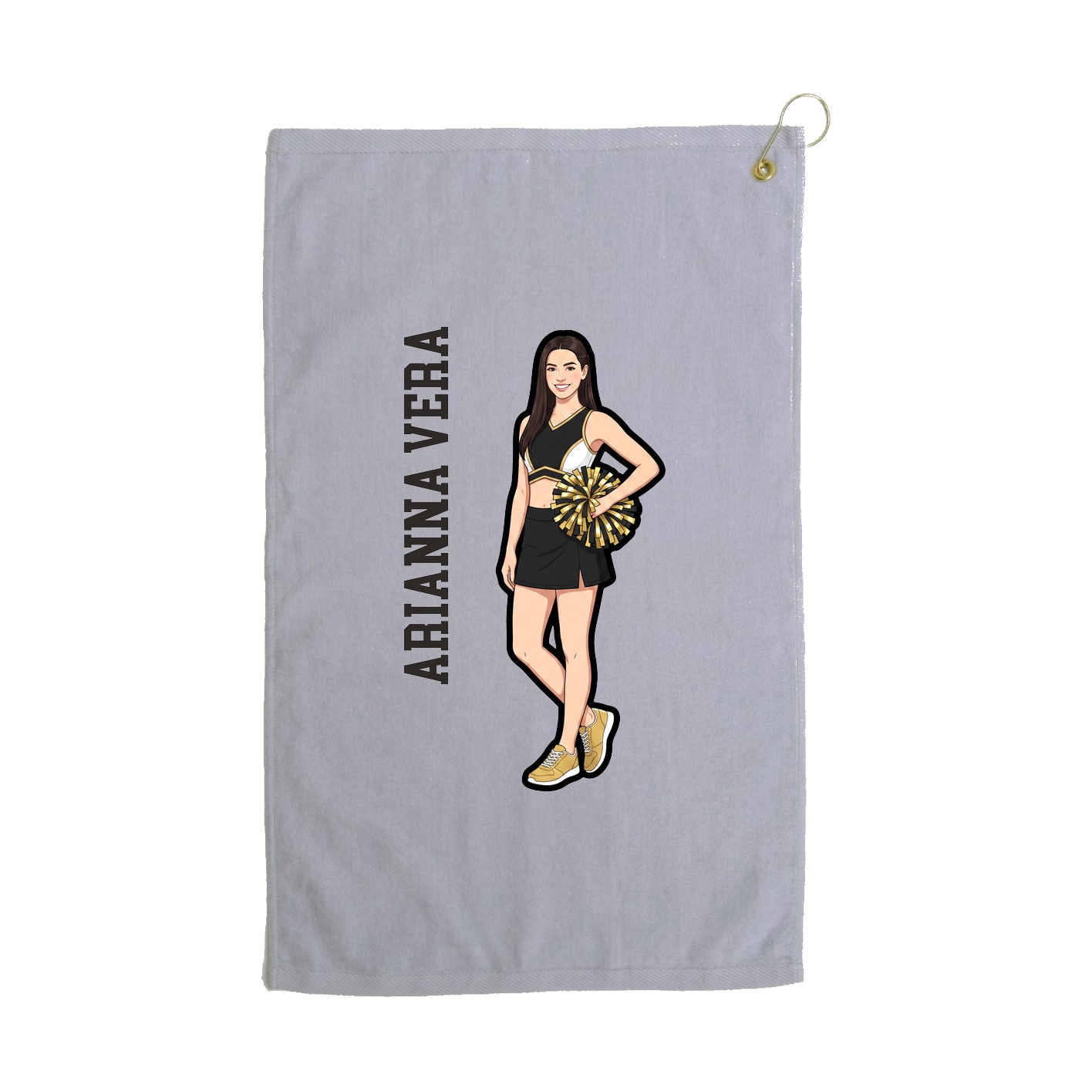 Golf Towel — Name Vertical in Grey