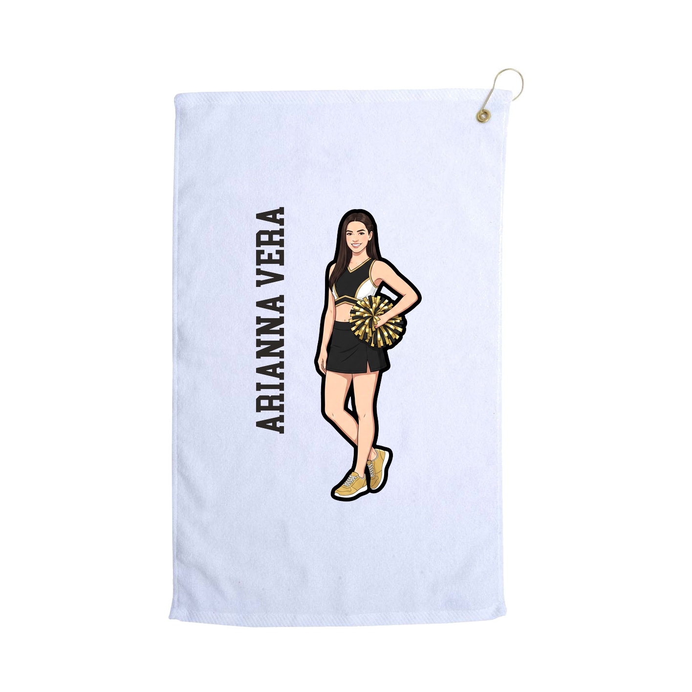 Golf Towel — Name Vertical in White