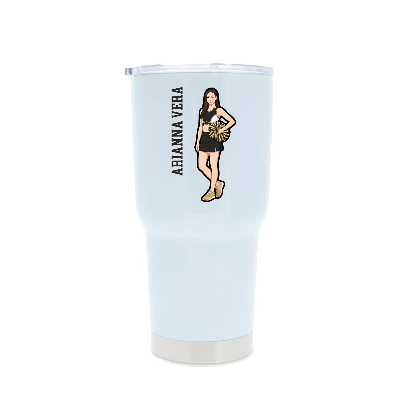 30oz Stainless Steel Tumbler — Name Vertical in White