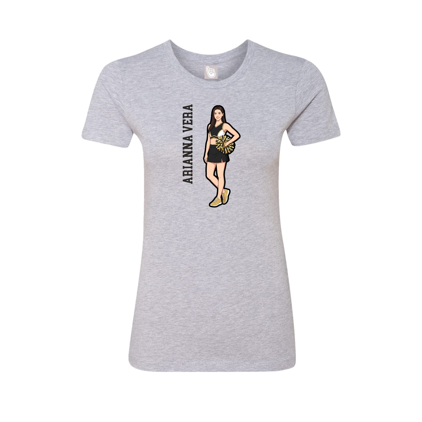 Womens Tee — Name Vertical in Grey