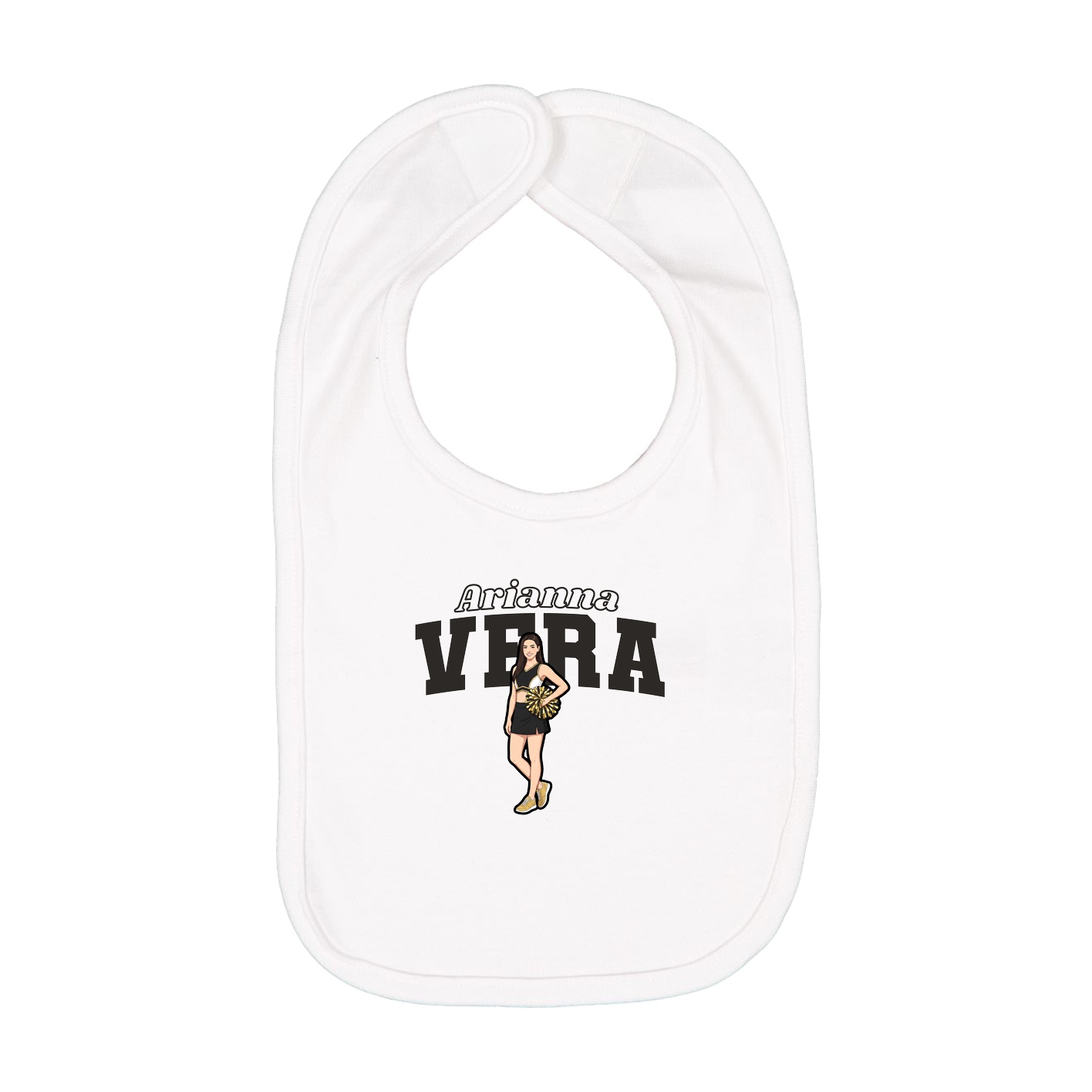 Infant Bib — Name Arch in White