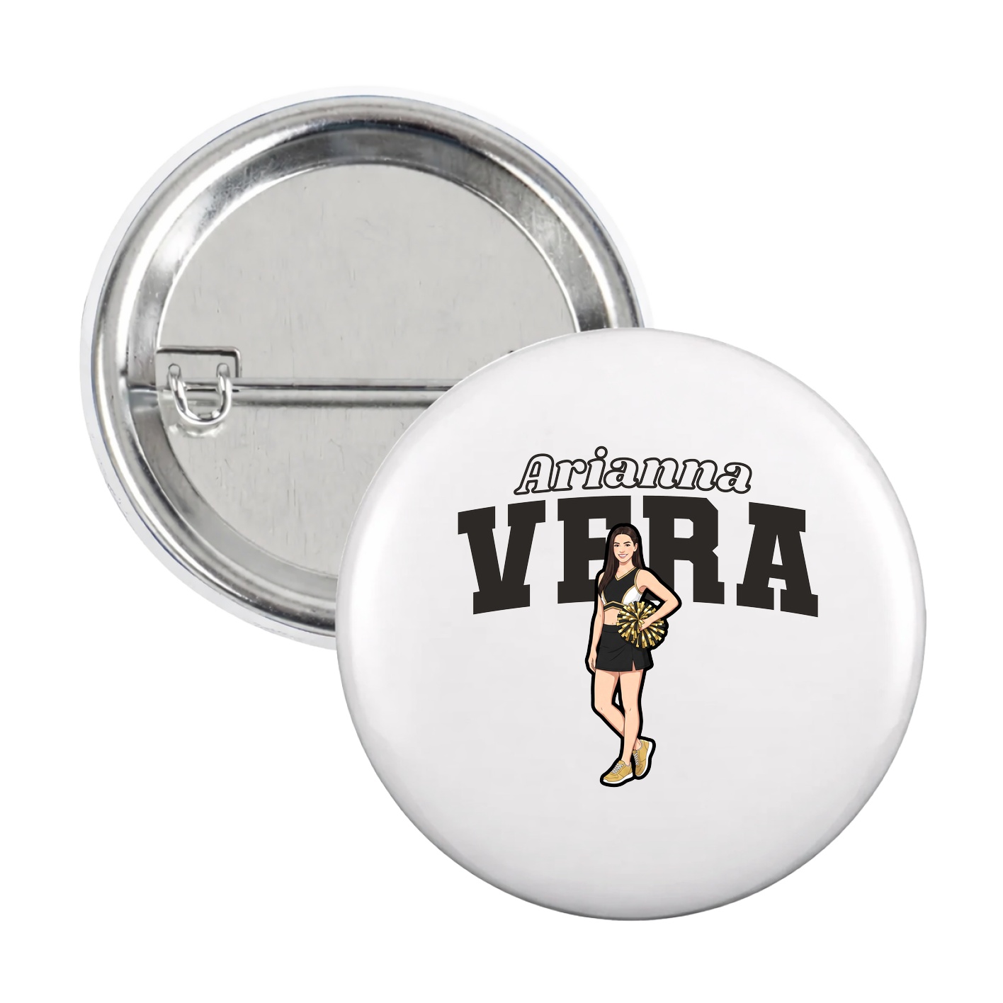 Game Day Button — Name Arch in White