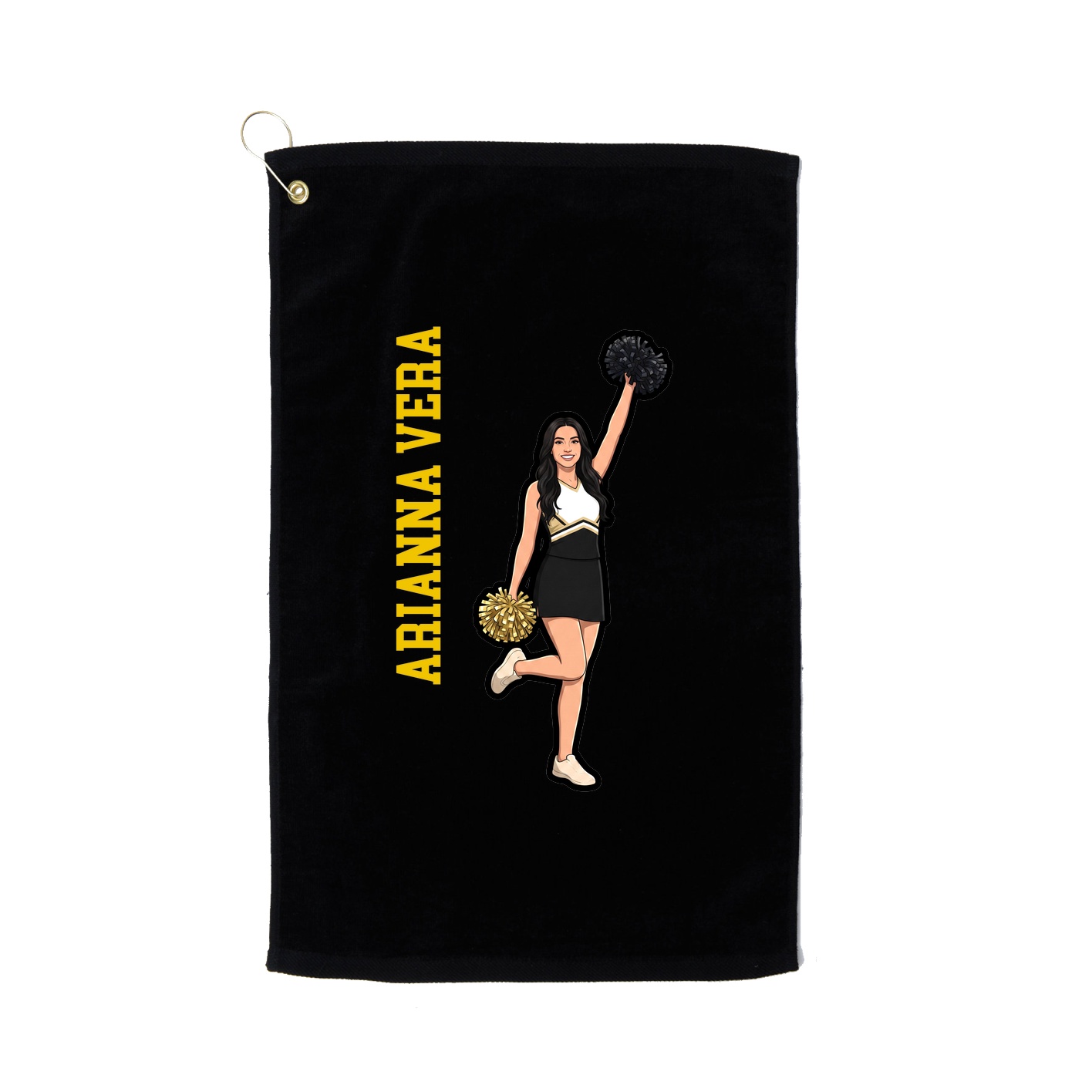 Golf Towel — Name Vertical in Black