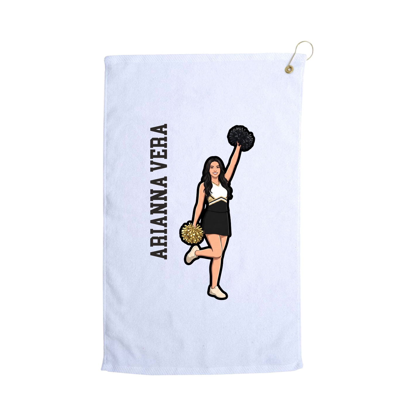 Golf Towel — Name Vertical in White