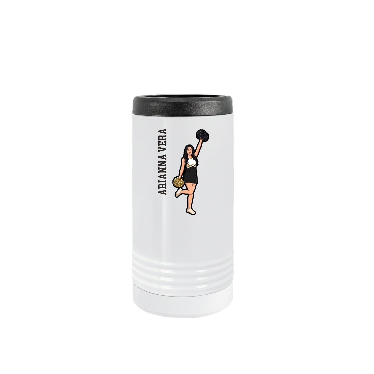Slim Beverage Holder — Name Vertical in White