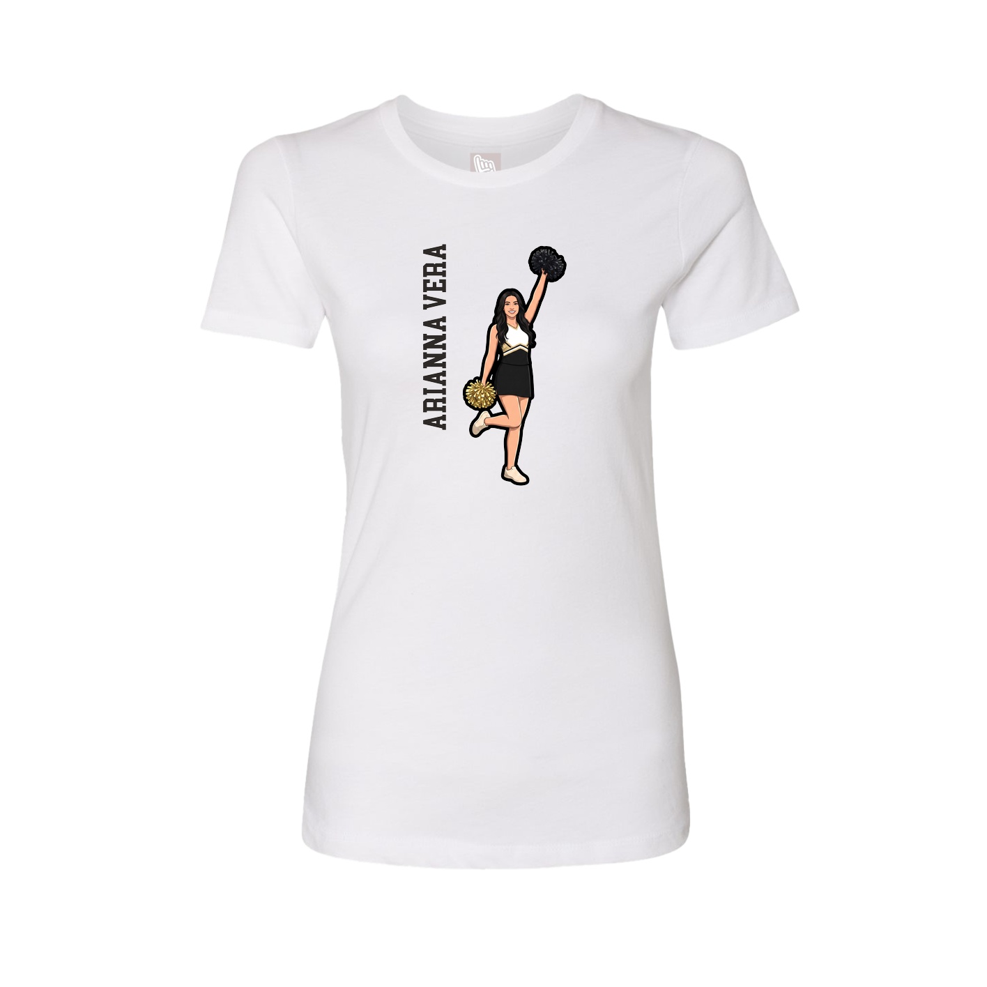 Womens Tee — Name Vertical in White