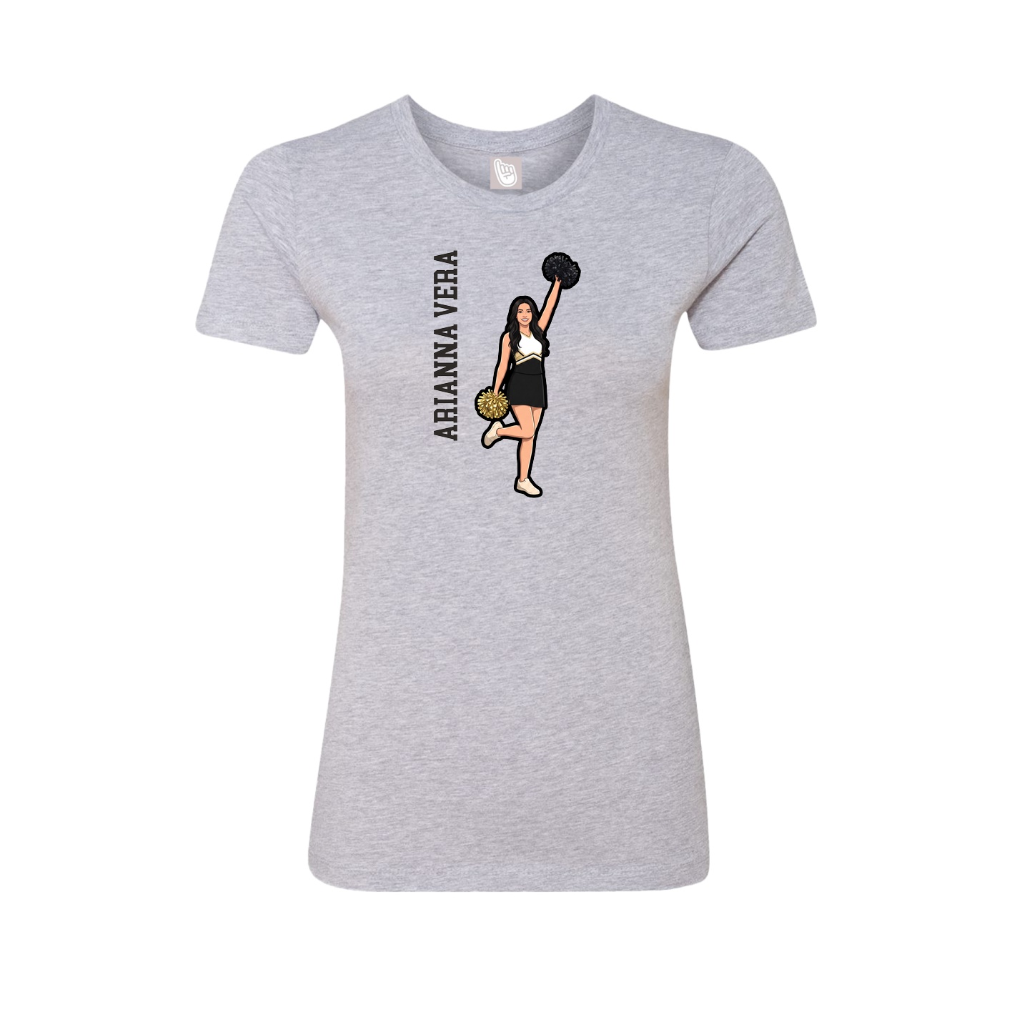 Fitted Women's Tee — Name Vertical in Grey