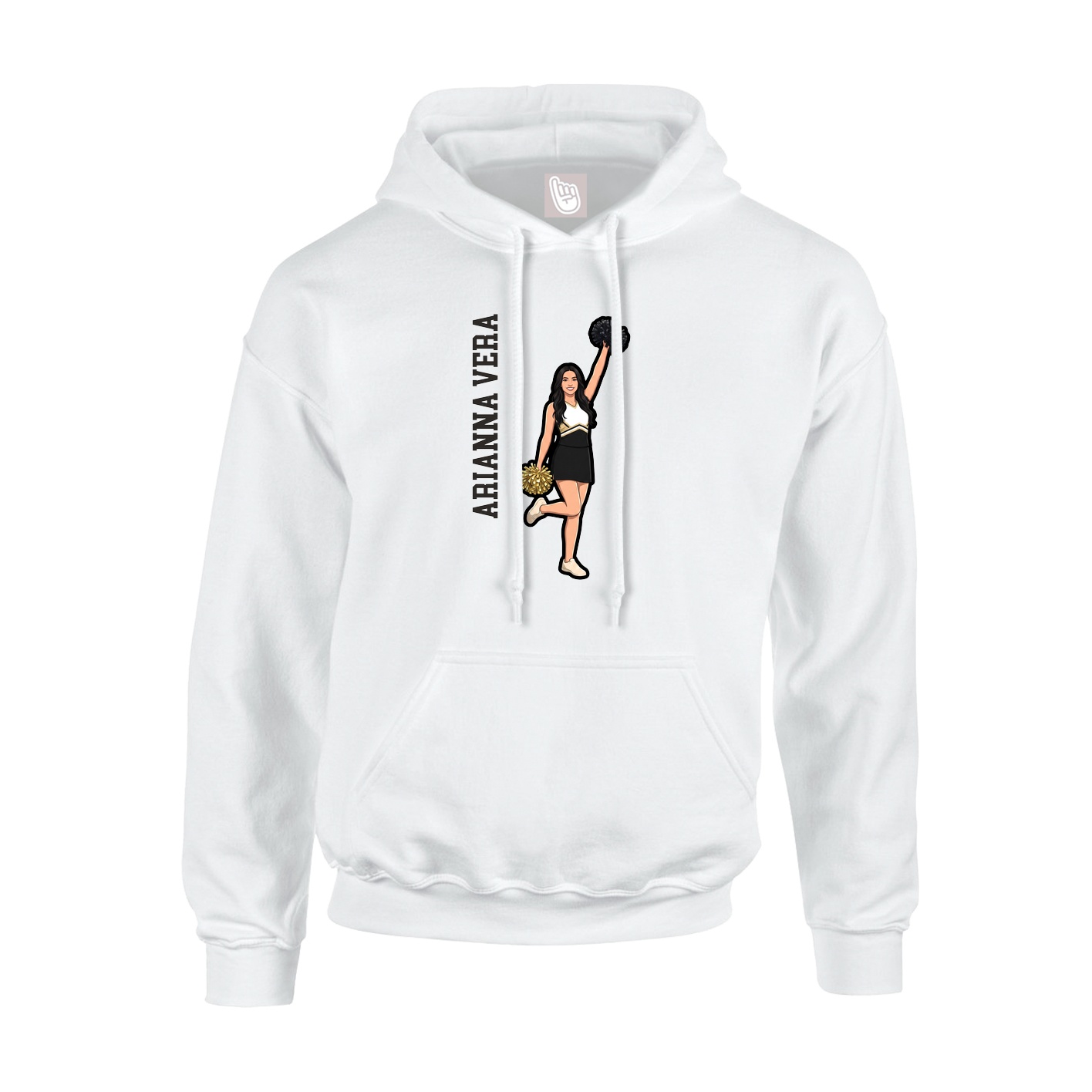 Youth Hoodie — Name Vertical in White
