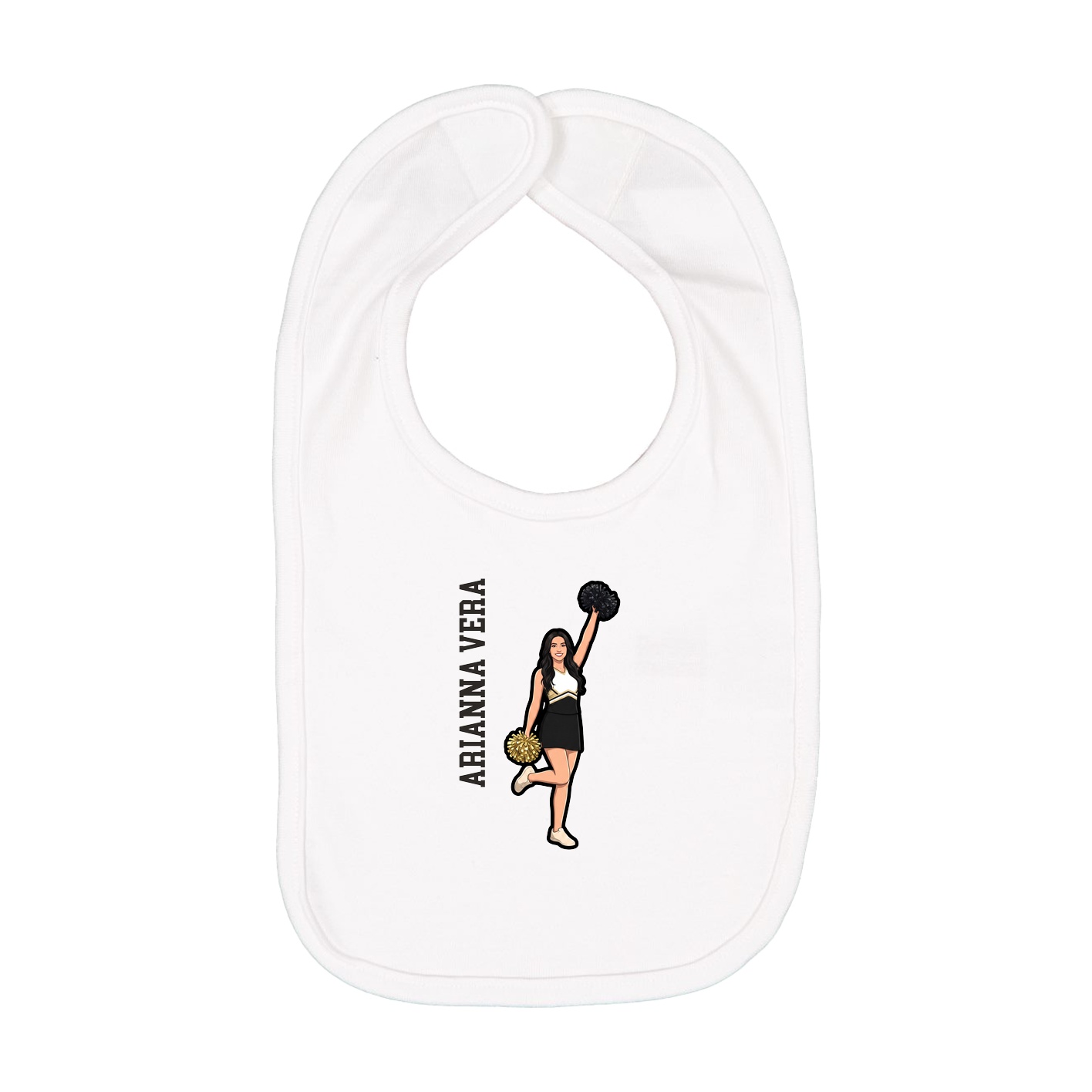 Infant Bib — Name Vertical in White