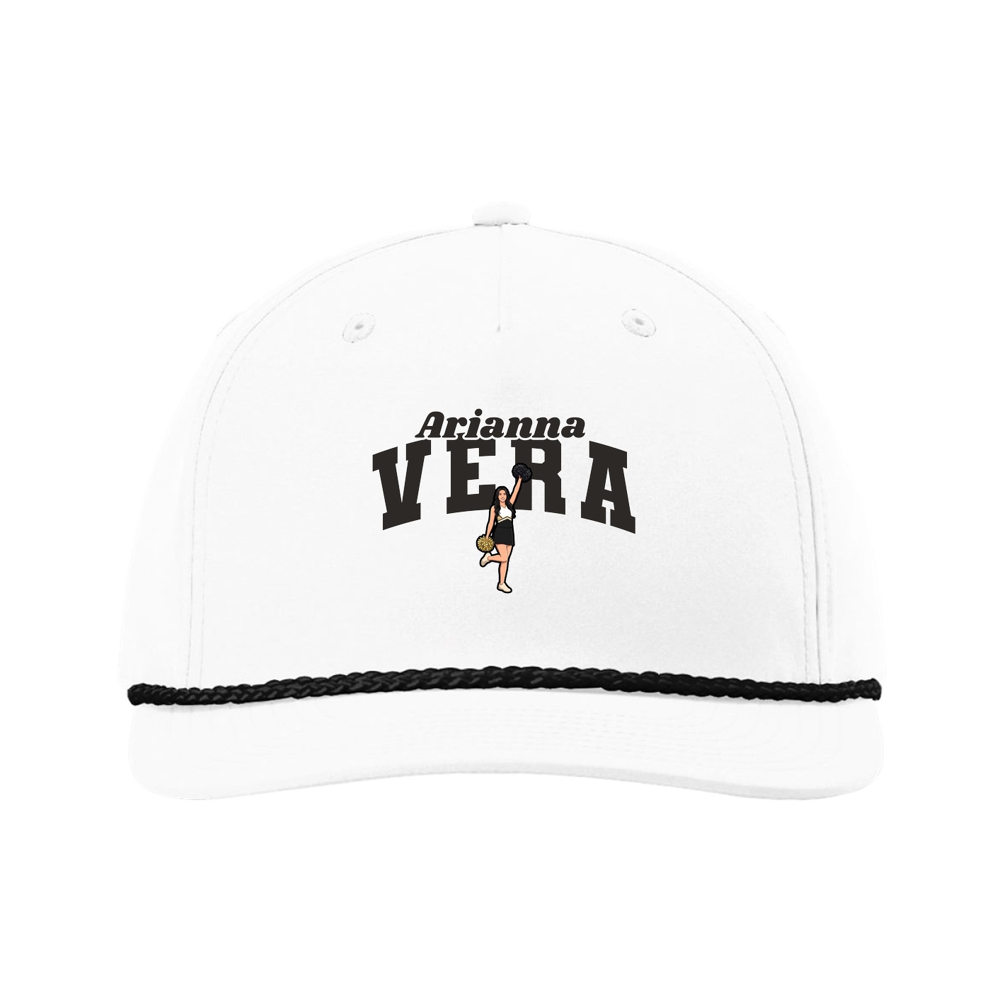 Five-Panel Classic Rope Cap — Signature Arch in White