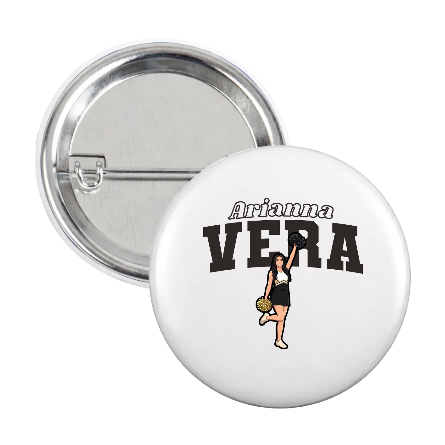 Game Day Button — Name Arch in White