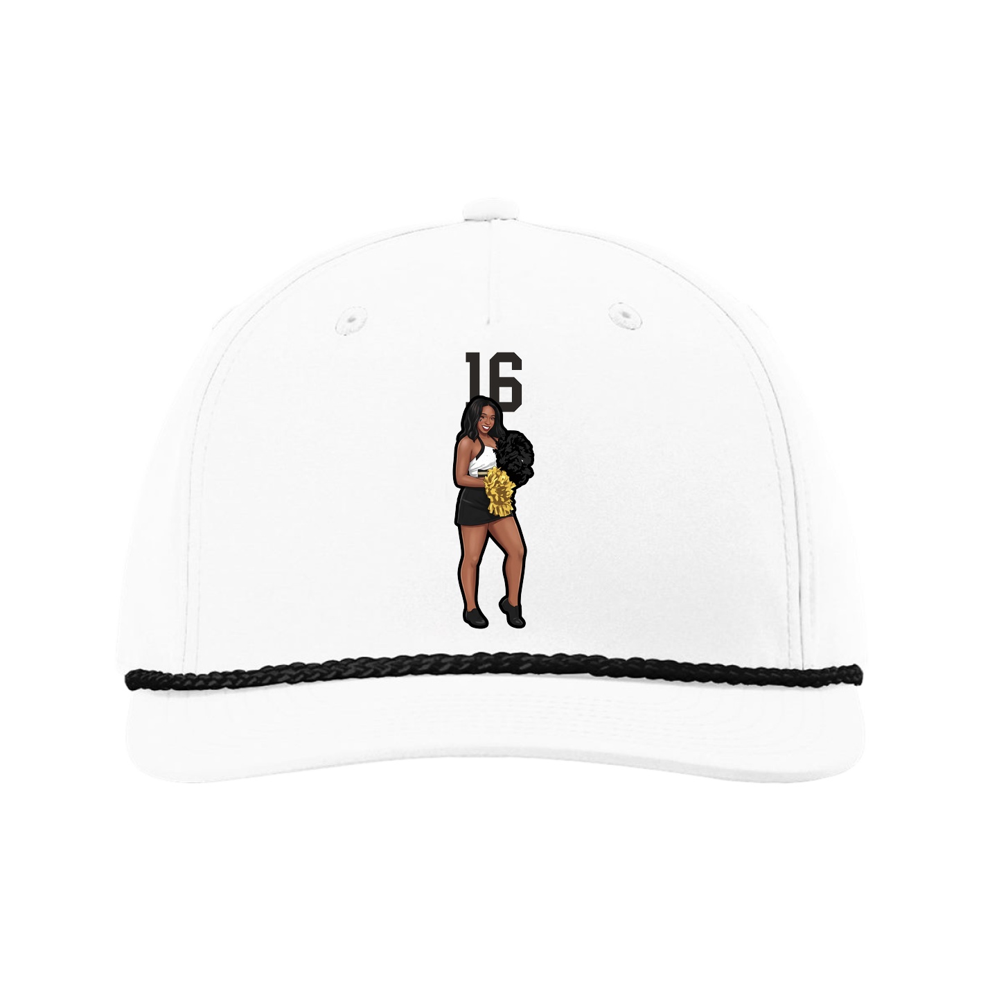 Five-Panel Classic Rope Cap — Number Top in White