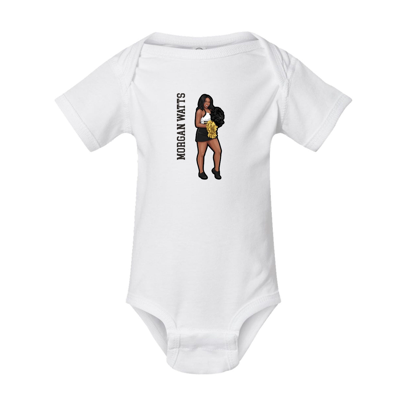 Baby Onesie — Name Vertical in White