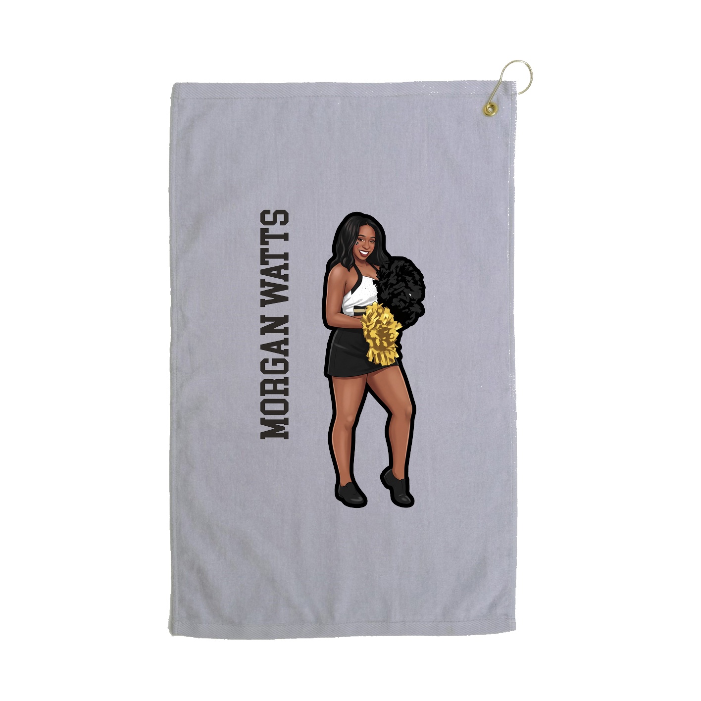 Golf Towel — Name Vertical in Grey
