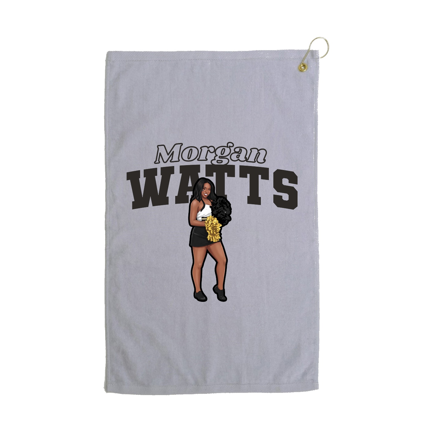 Golf Towel — Name Arch in Grey