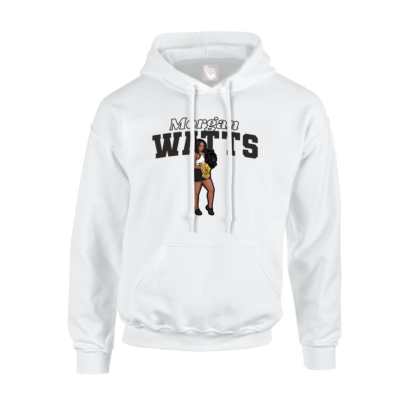 Youth Hoodie — Name Arch in White