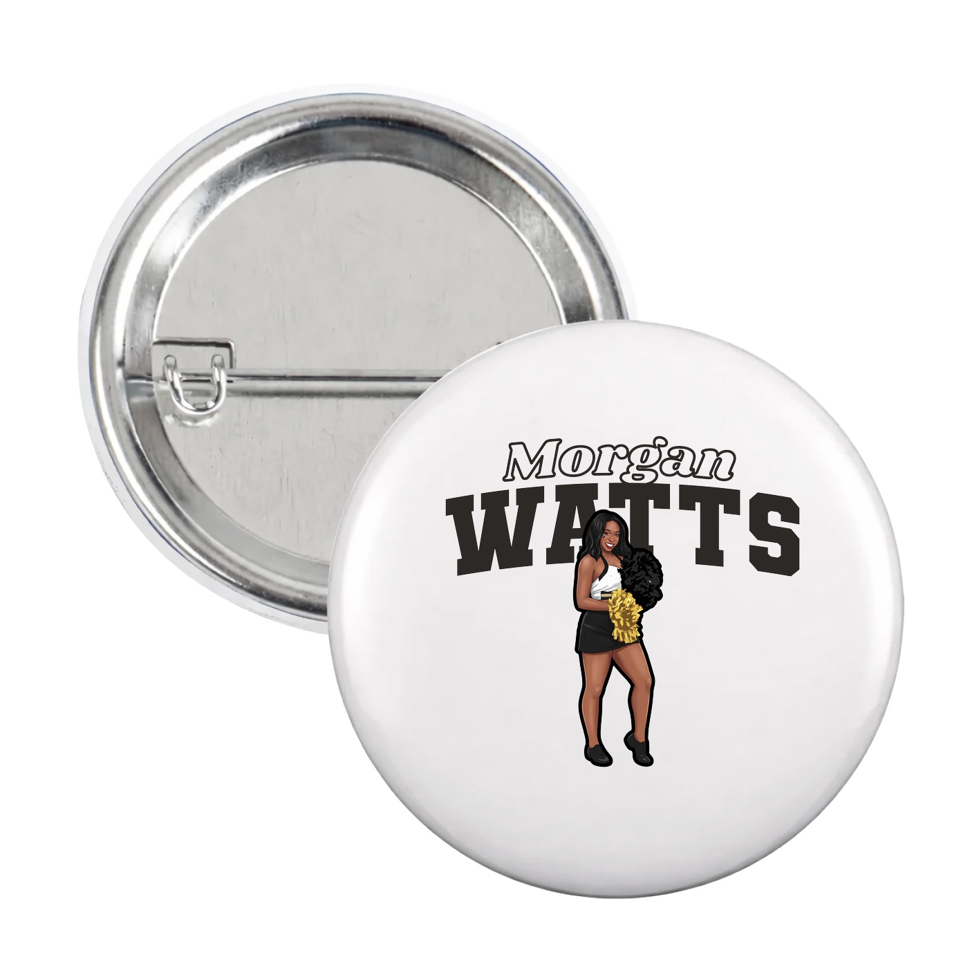 Game Day Button — Name Arch in White