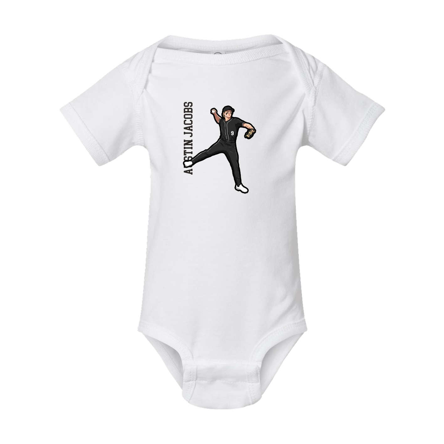 Baby Onesie — Name Vertical in White