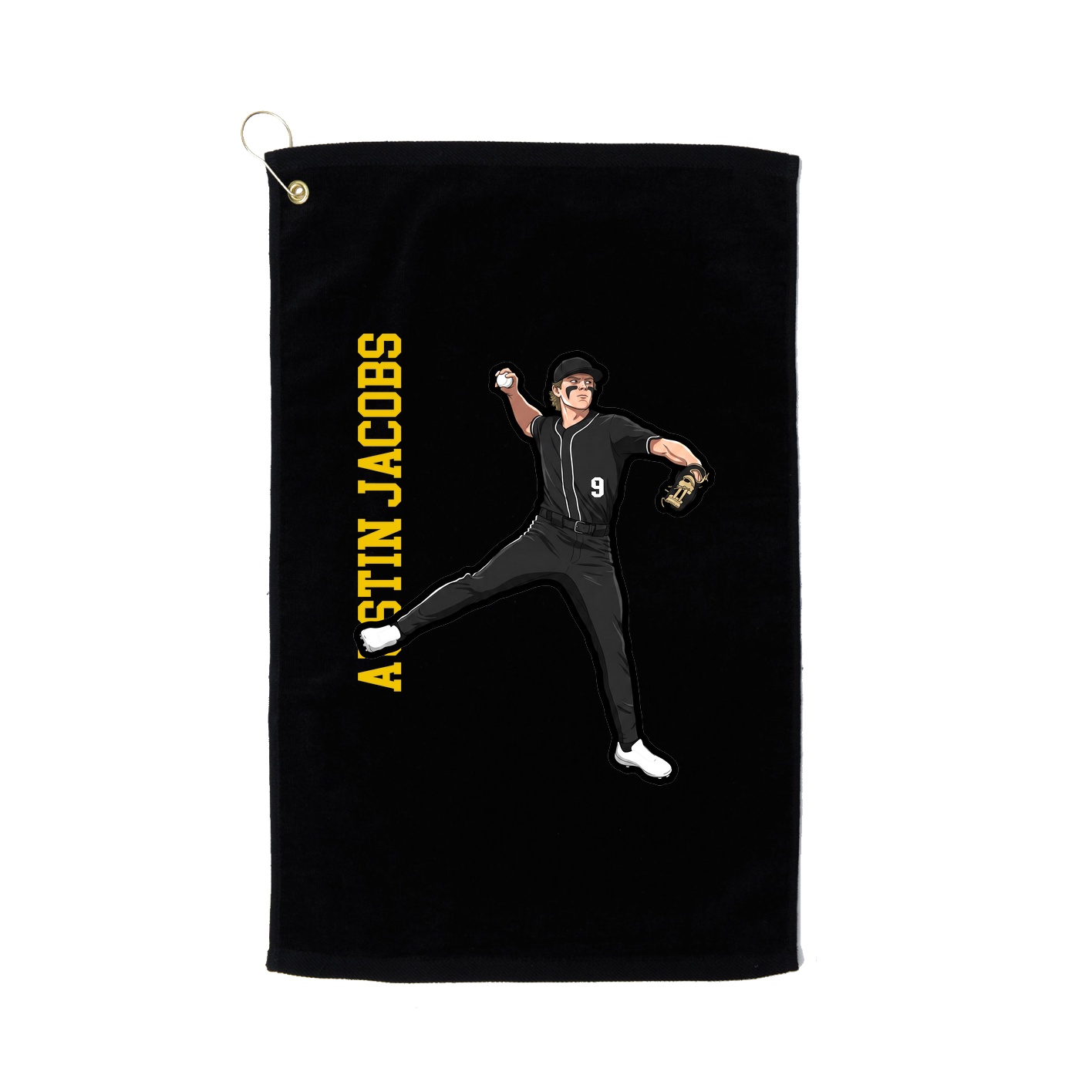 Golf Towel — Name Vertical in Black