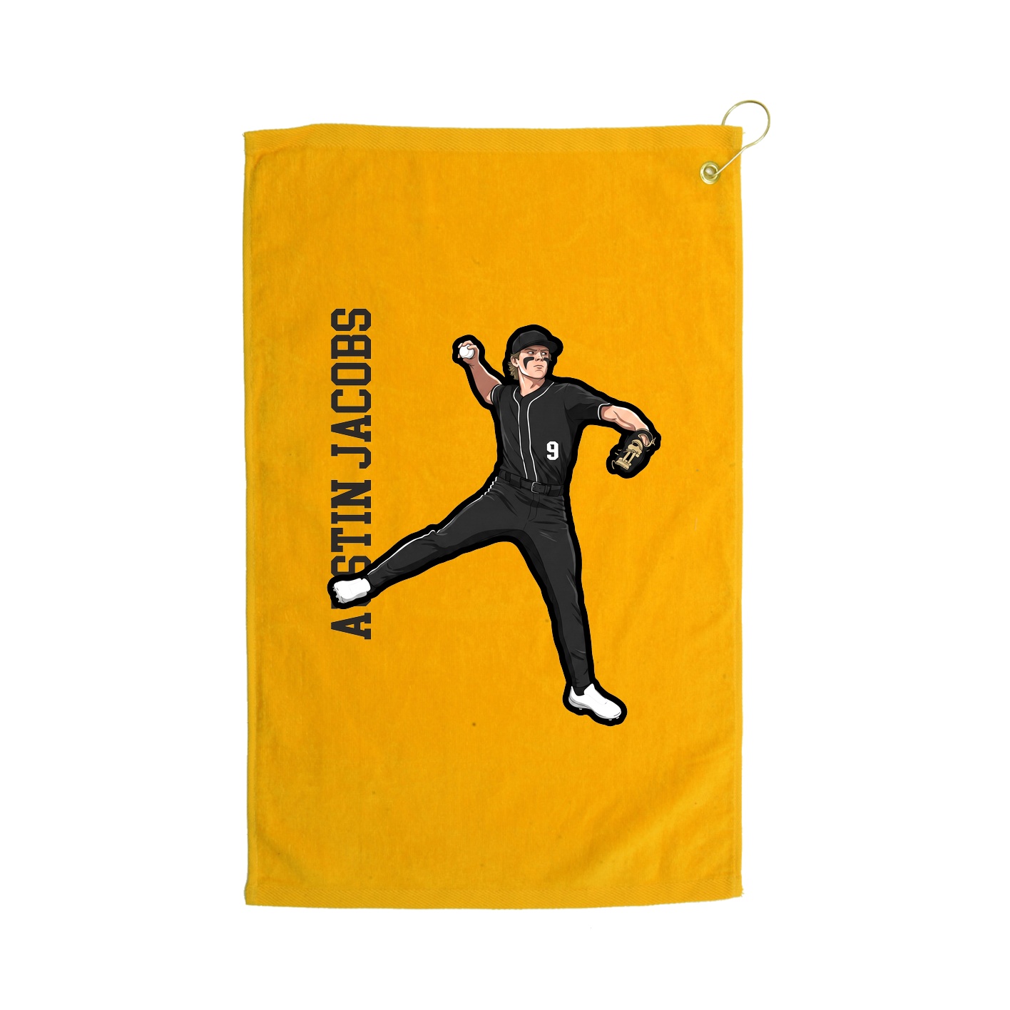 Golf Towel — Name Vertical in Gold