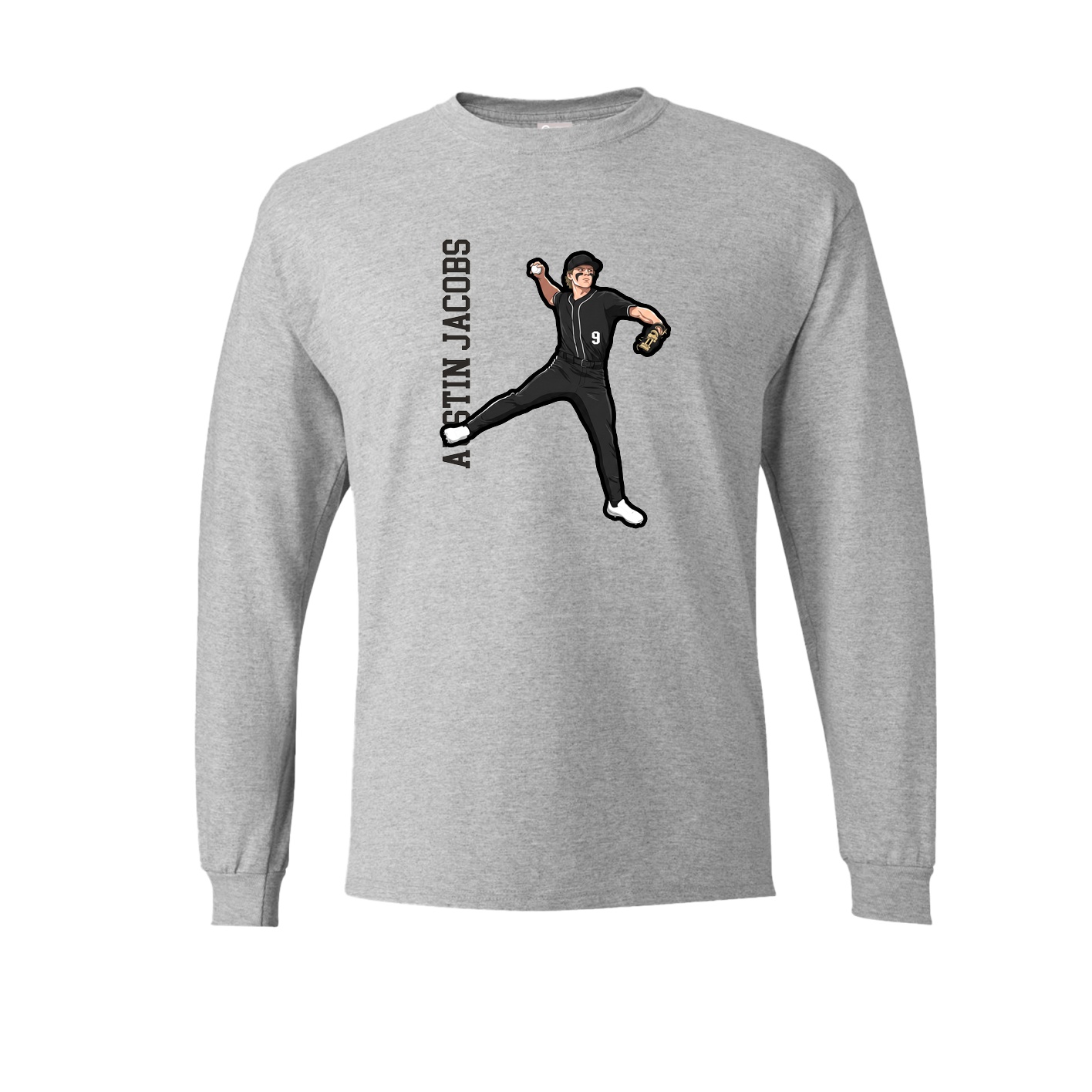 Long Sleeve Tee — Name Vertical in Grey