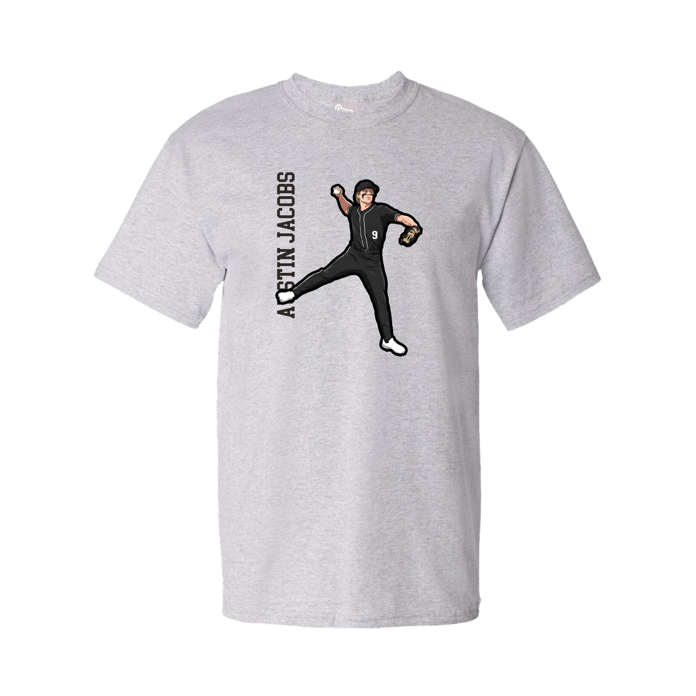 Youth Tee — Name Vertical in Grey
